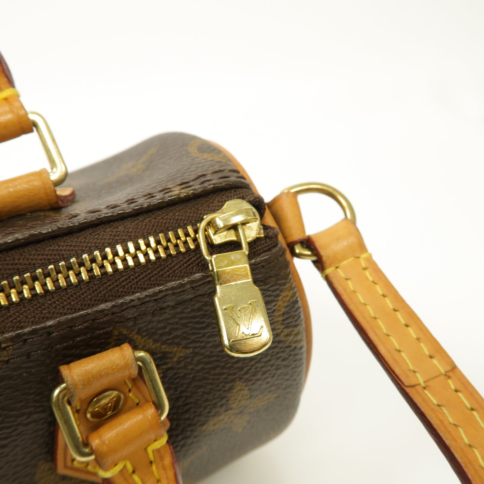 LOUIS VUITTON Monogram Nano Speedy金扣手挽肩背兩用袋啡色