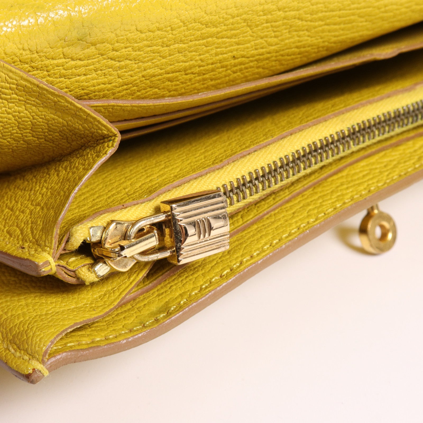 HERMES Chevre皮革Kelly Wallet長錢包Jaune Ambre