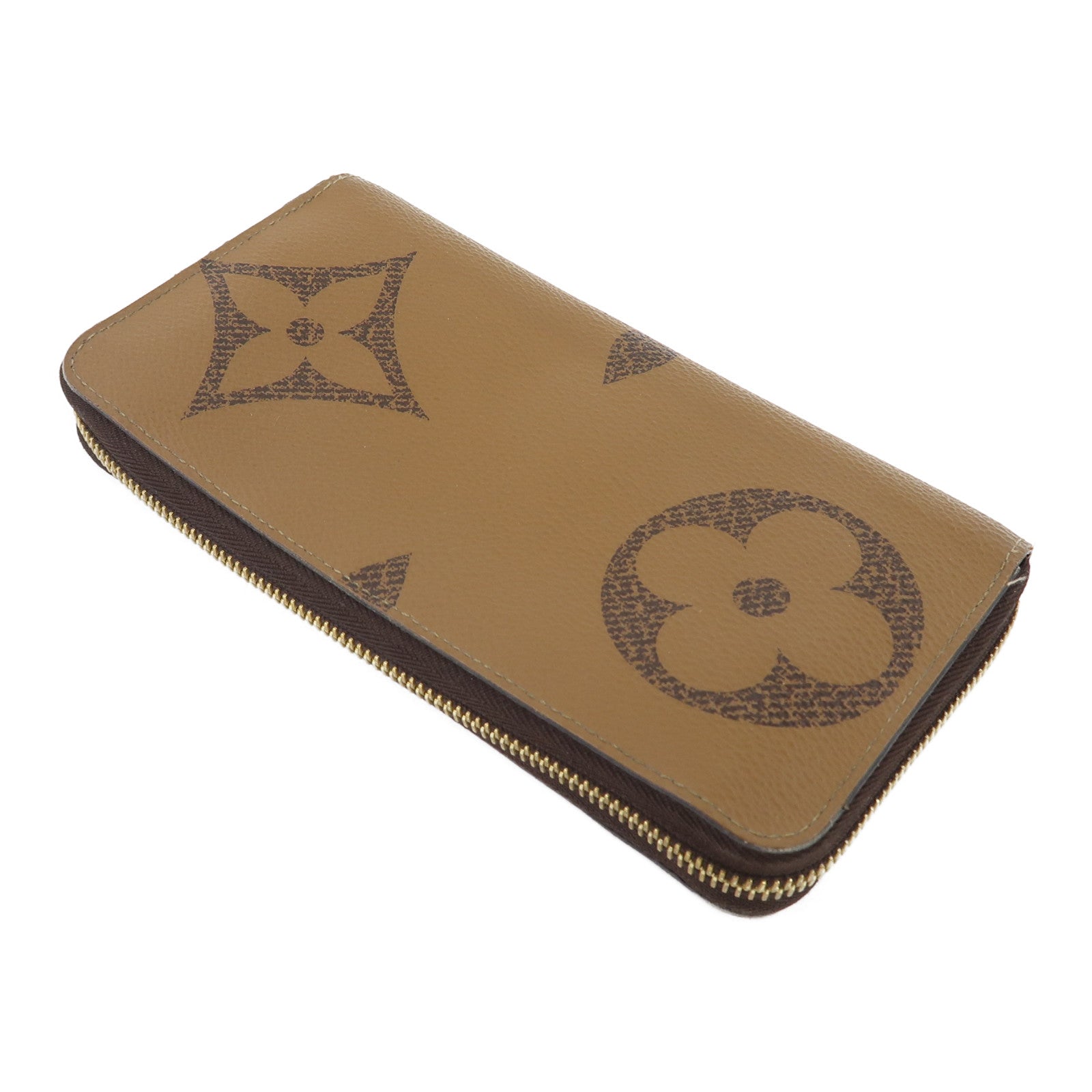 LOUIS VUITTON Monogram Zipper Long Wallet金扣長錢包啡色