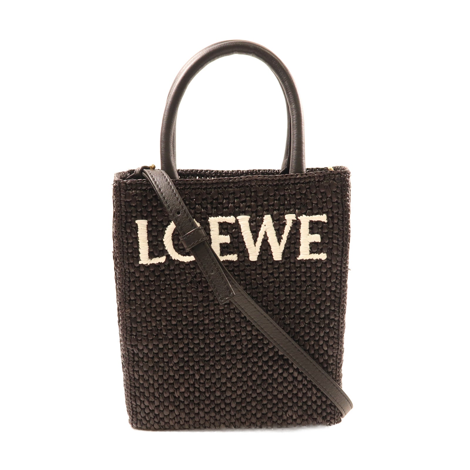 LOEWE Raffia Tote Bag Mini金扣手挽肩背兩用袋