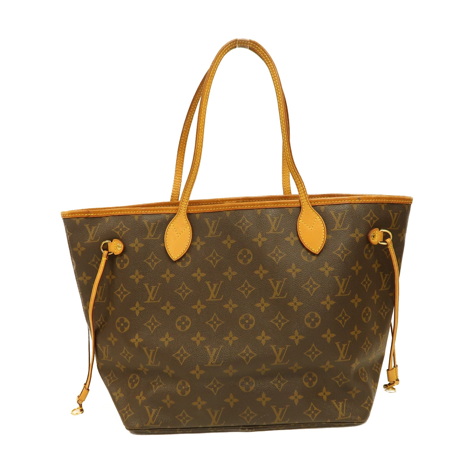 LOUIS VUITTON Monogram Neverfull MM金扣手挽袋啡色