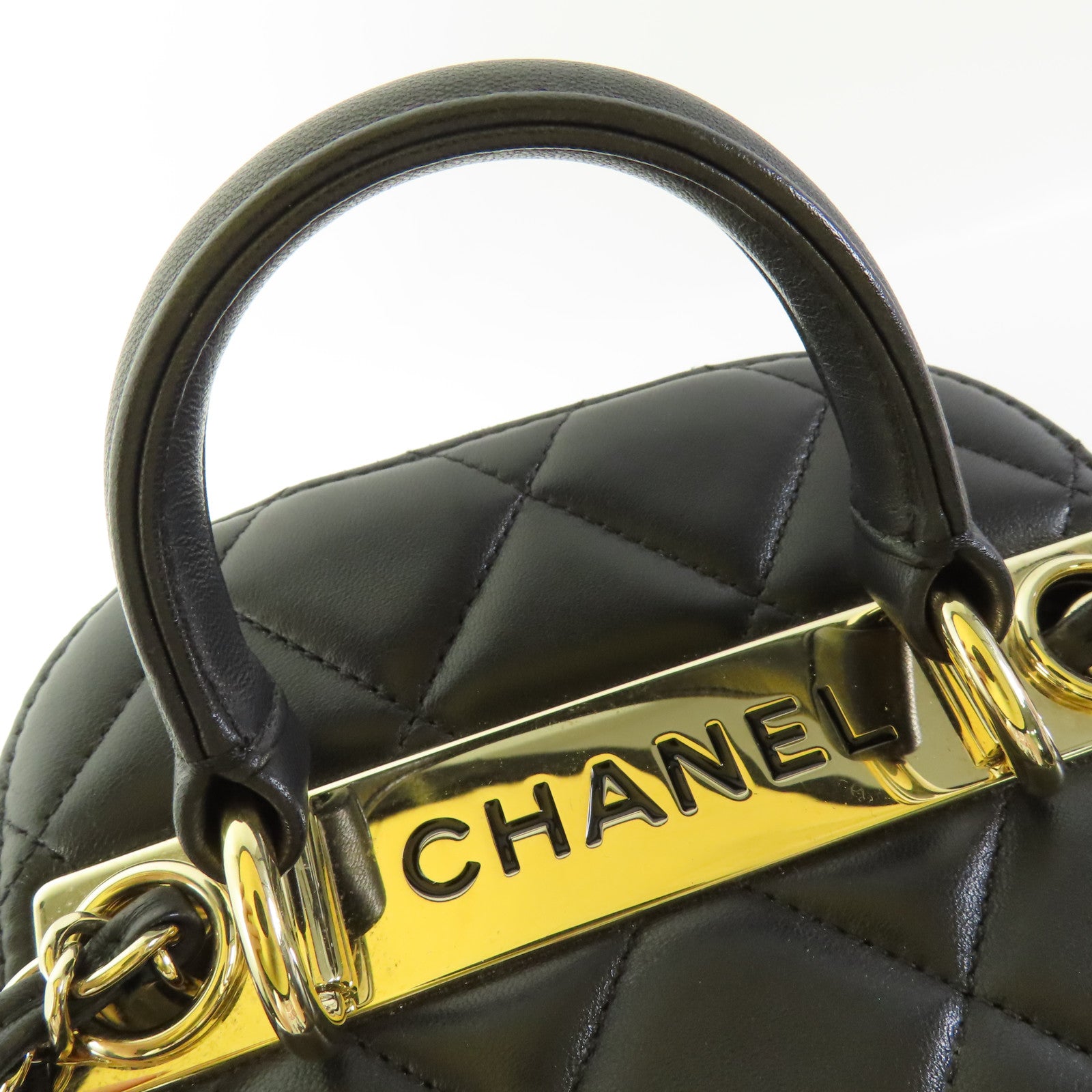 CHANEL CC GHW Trendy CC Vanity Case 2 Way Shoulder Bag Lambskin Leather Black