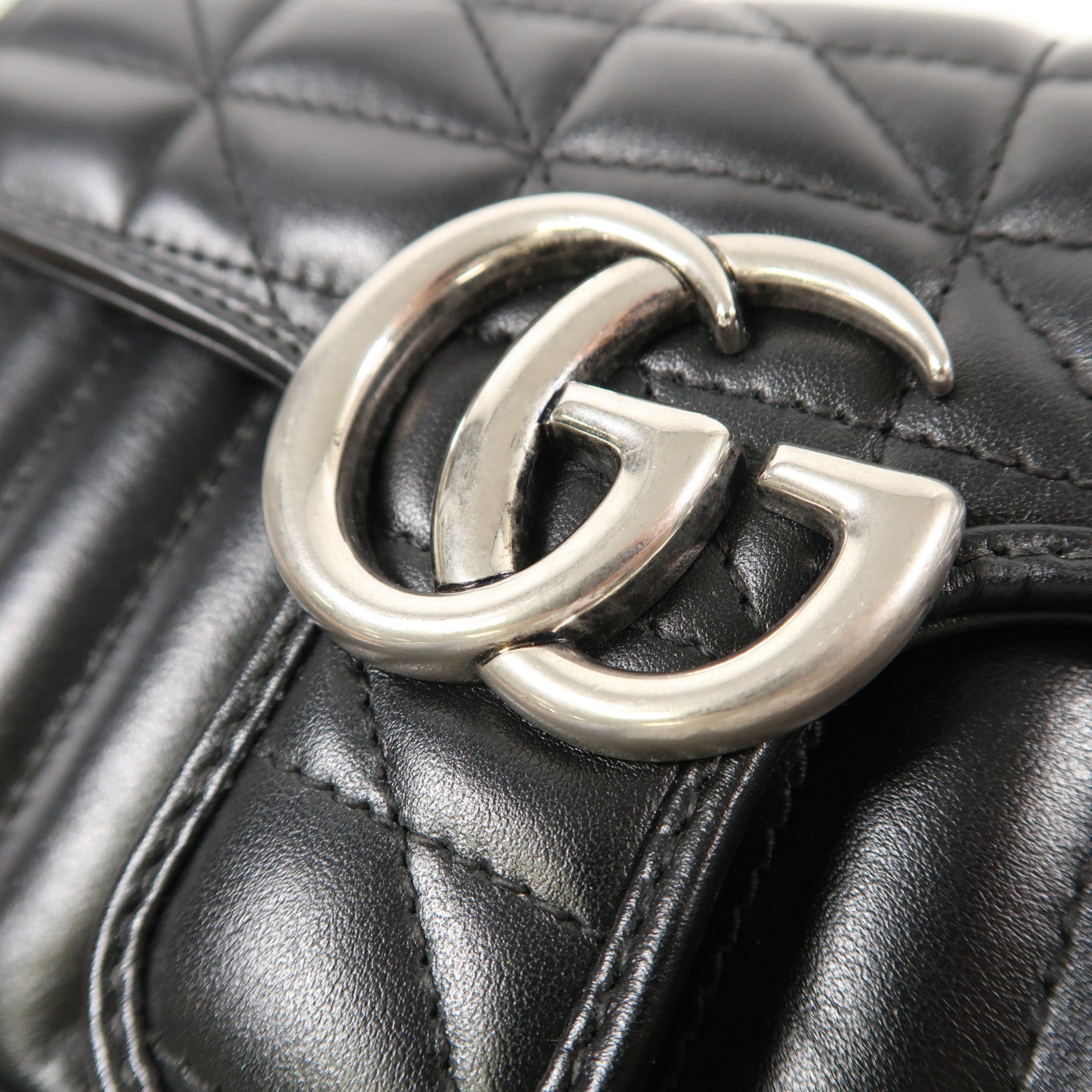 GUCCI 牛皮皮革GG Marmont Mini Shoulder銀扣肩背袋