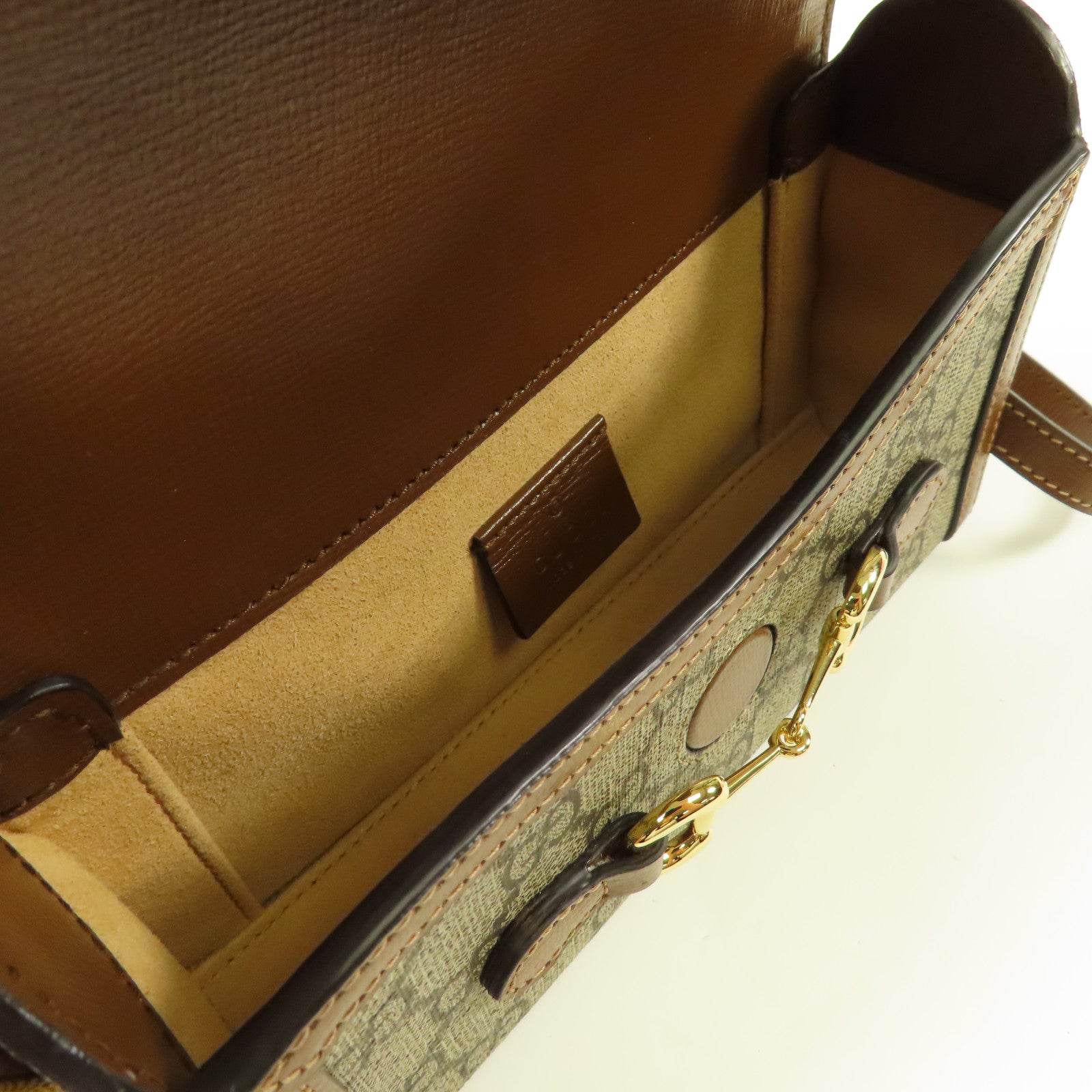 GUCCI 塗層帆布Horsebit 1955 Mini金扣肩背袋