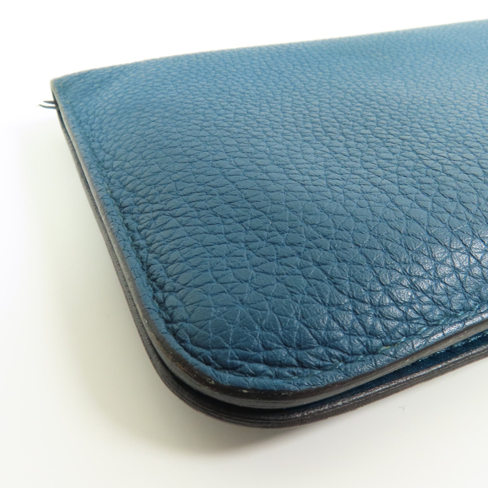 HERMES 【激減優惠】Clemence皮革Dogon Wallet銀扣長錢包Colvert