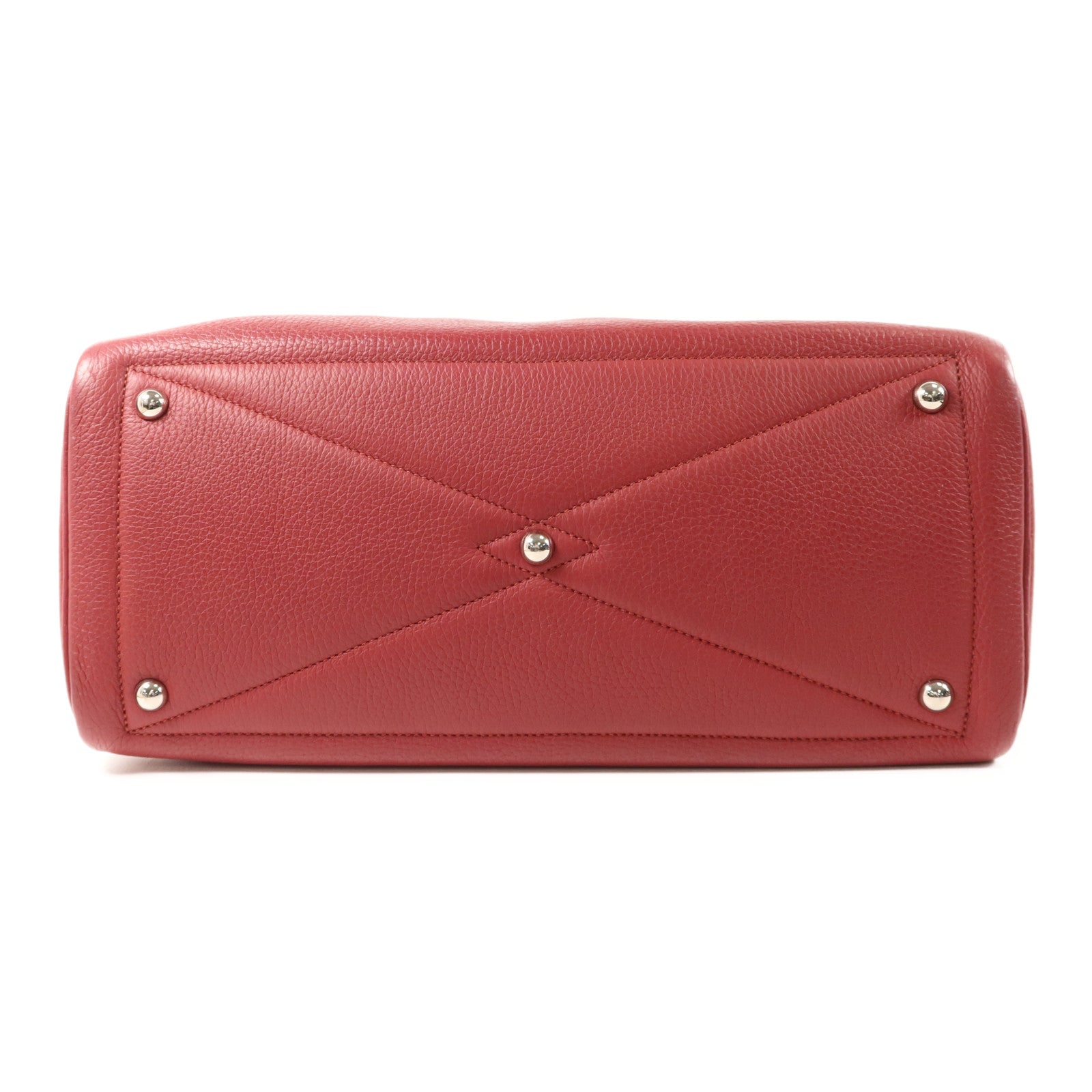 HERMES Clemence皮革Victoria銀扣手挽袋Rubis