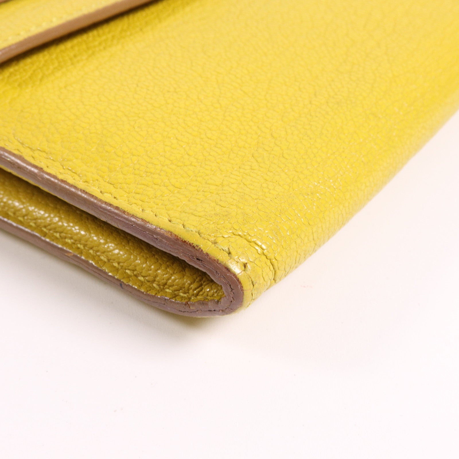 HERMES Chevre皮革Kelly Wallet長錢包Jaune Ambre