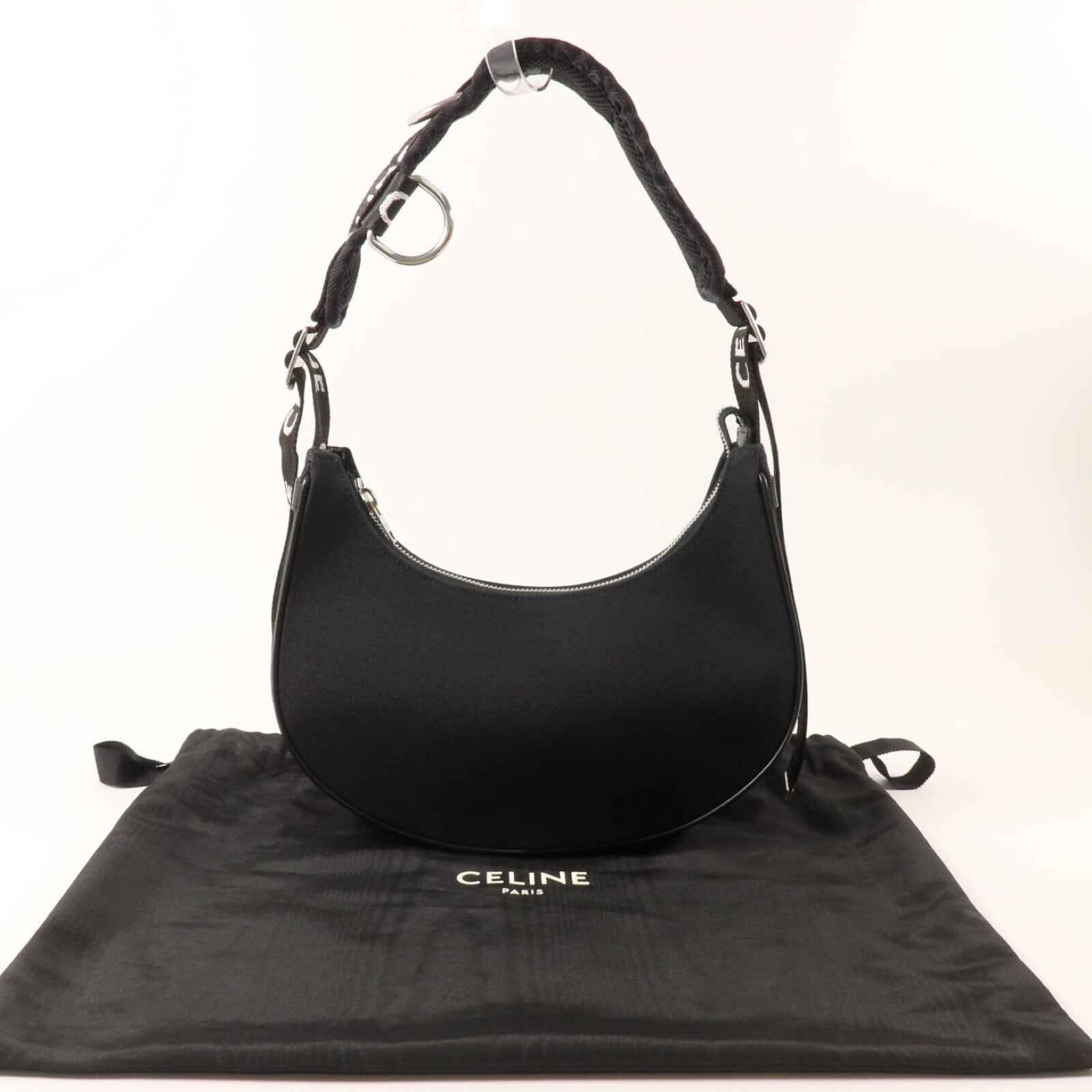 CELINE 帆布Ava Trekking銀扣肩背袋