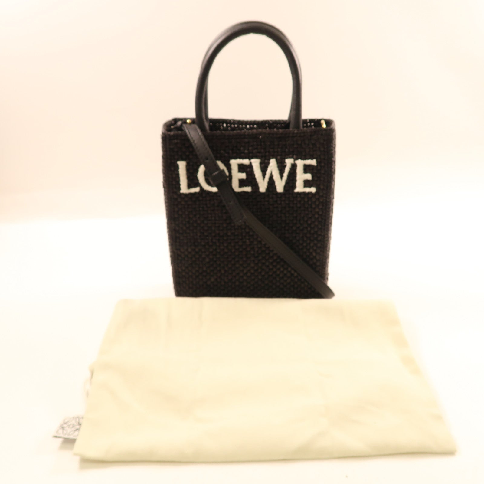 LOEWE Raffia Tote Bag Mini金扣手挽肩背兩用袋