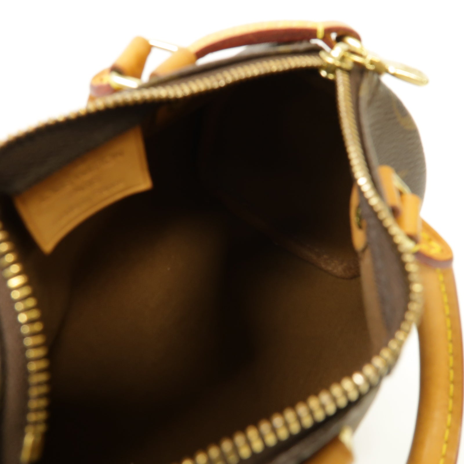 LOUIS VUITTON Monogram Nano Speedy金扣手挽肩背兩用袋啡色