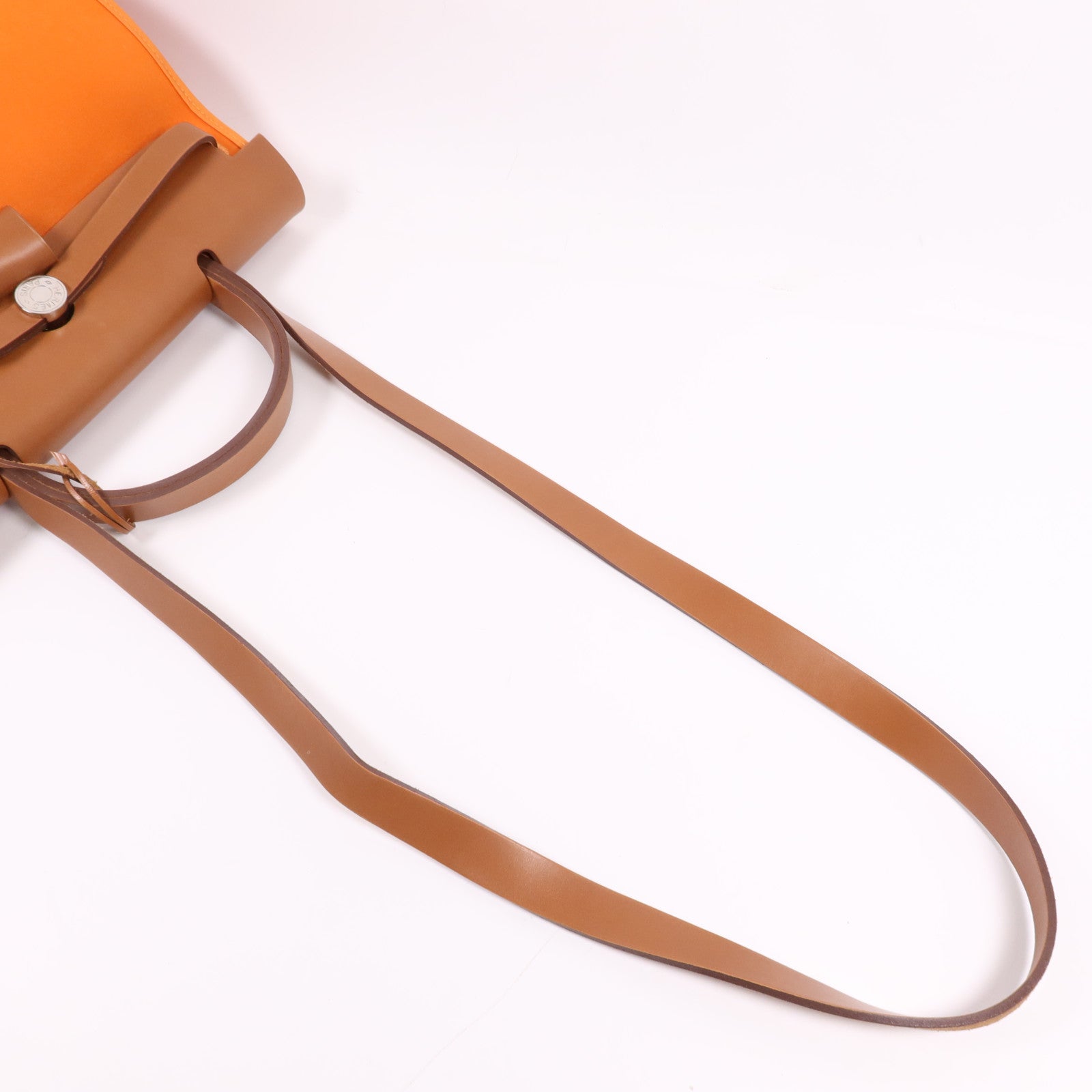 HERMES 帆布Herbag PM銀扣手挽肩背兩用袋Feu