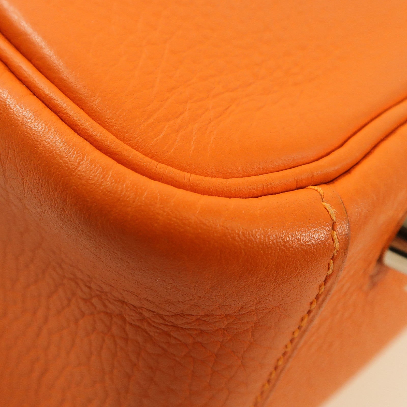 HERMES Clemence皮革Lindy 30銀扣肩背袋9J Feu