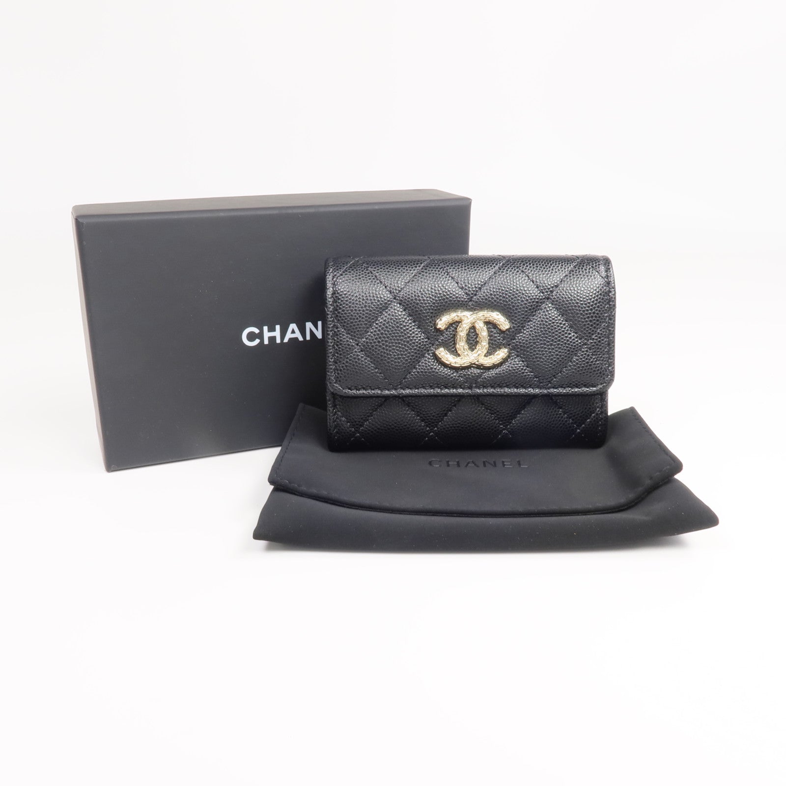 CHANEL 牛皮皮革Card/Coin Case金扣零錢包/卡片套