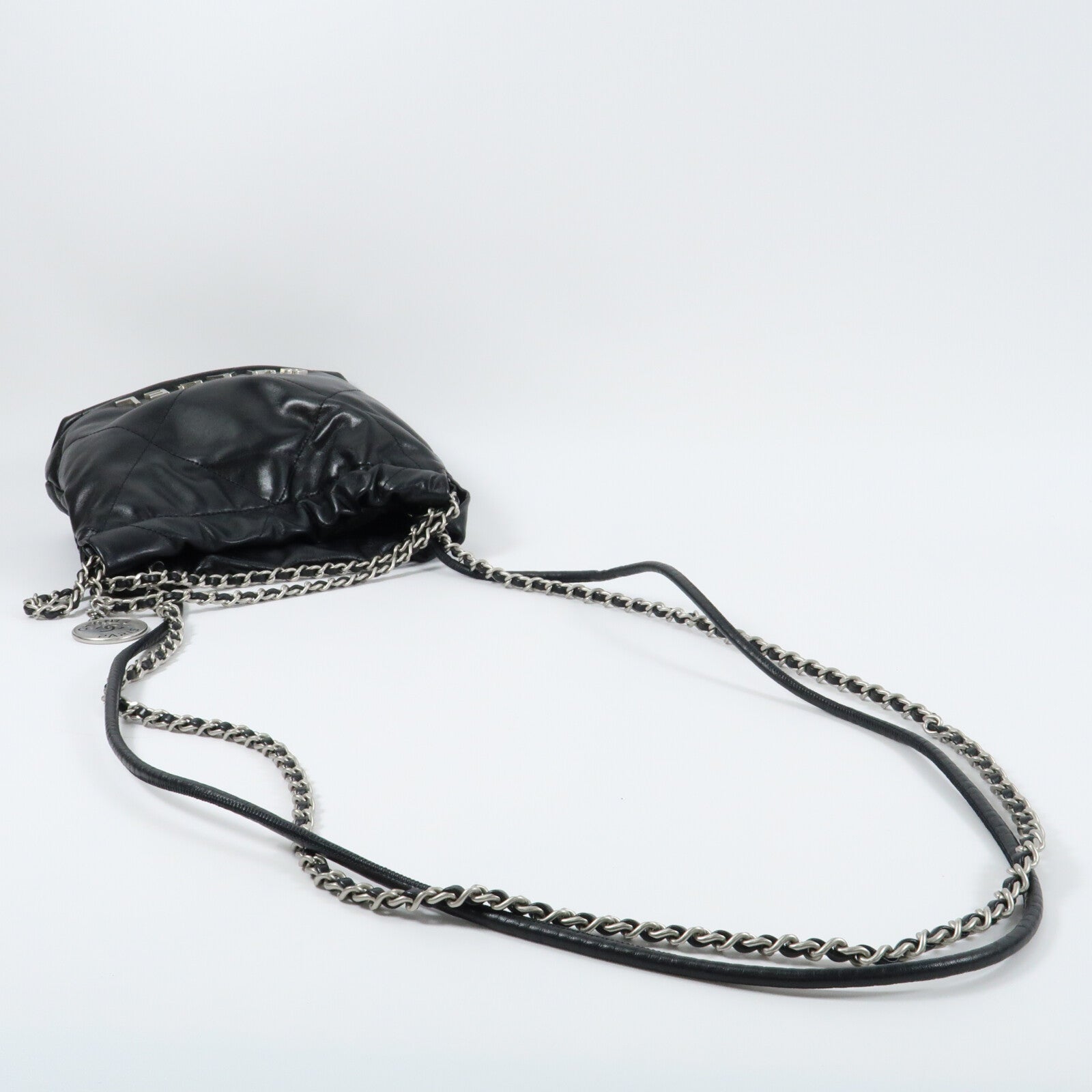 CHANEL 牛皮皮革Mini 22銀扣手挽肩背兩用袋