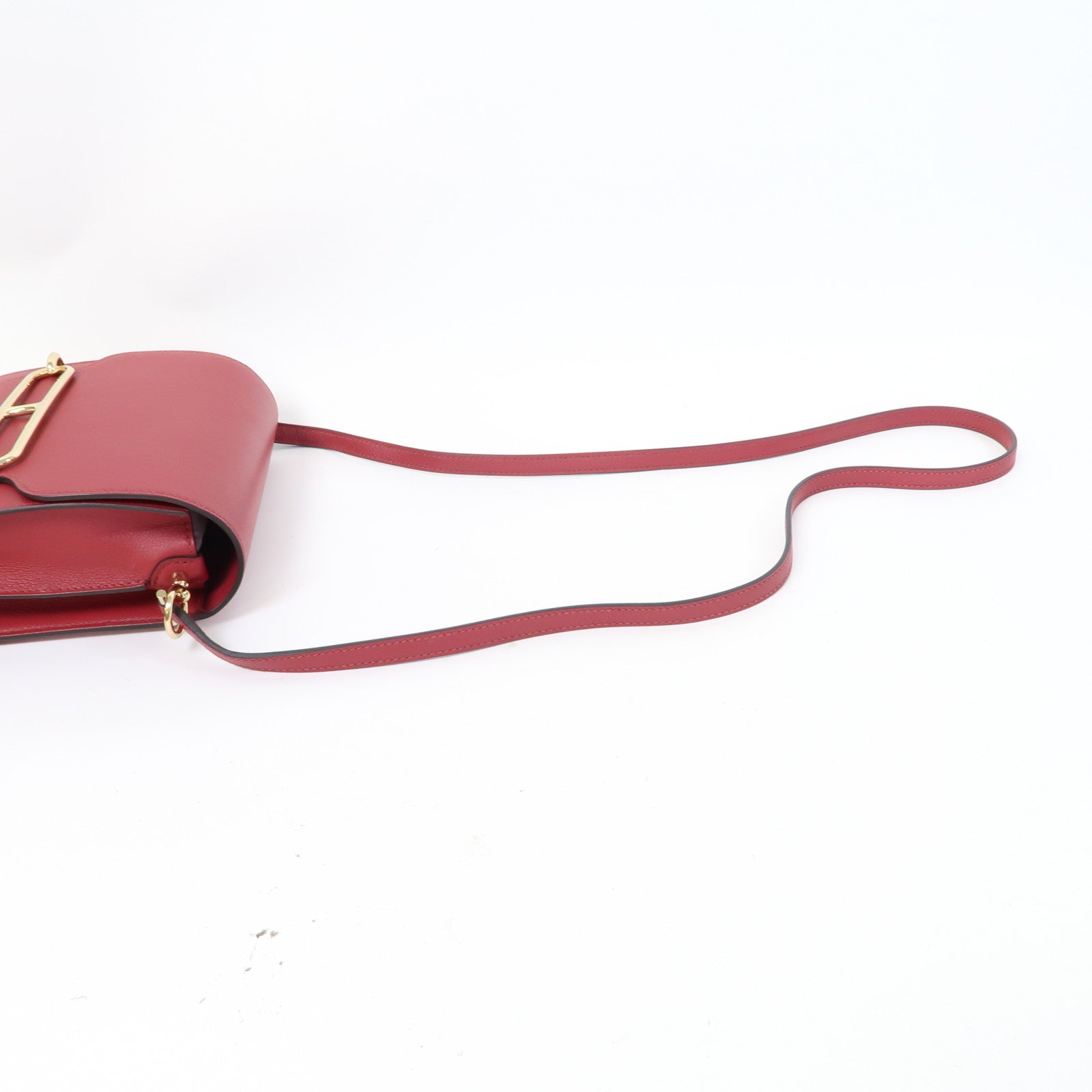 HERMES Evercolor皮革Mini Roulis金扣肩背袋Rouge Grenade/石榴紅色