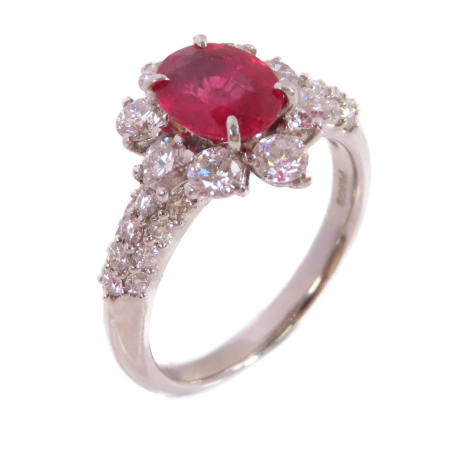 JEWELRY 【激減優惠】PT900鉑金/1.87ct紅寶石/1.24ct鑚石Ruby Diamond Ring戒指US#6.5