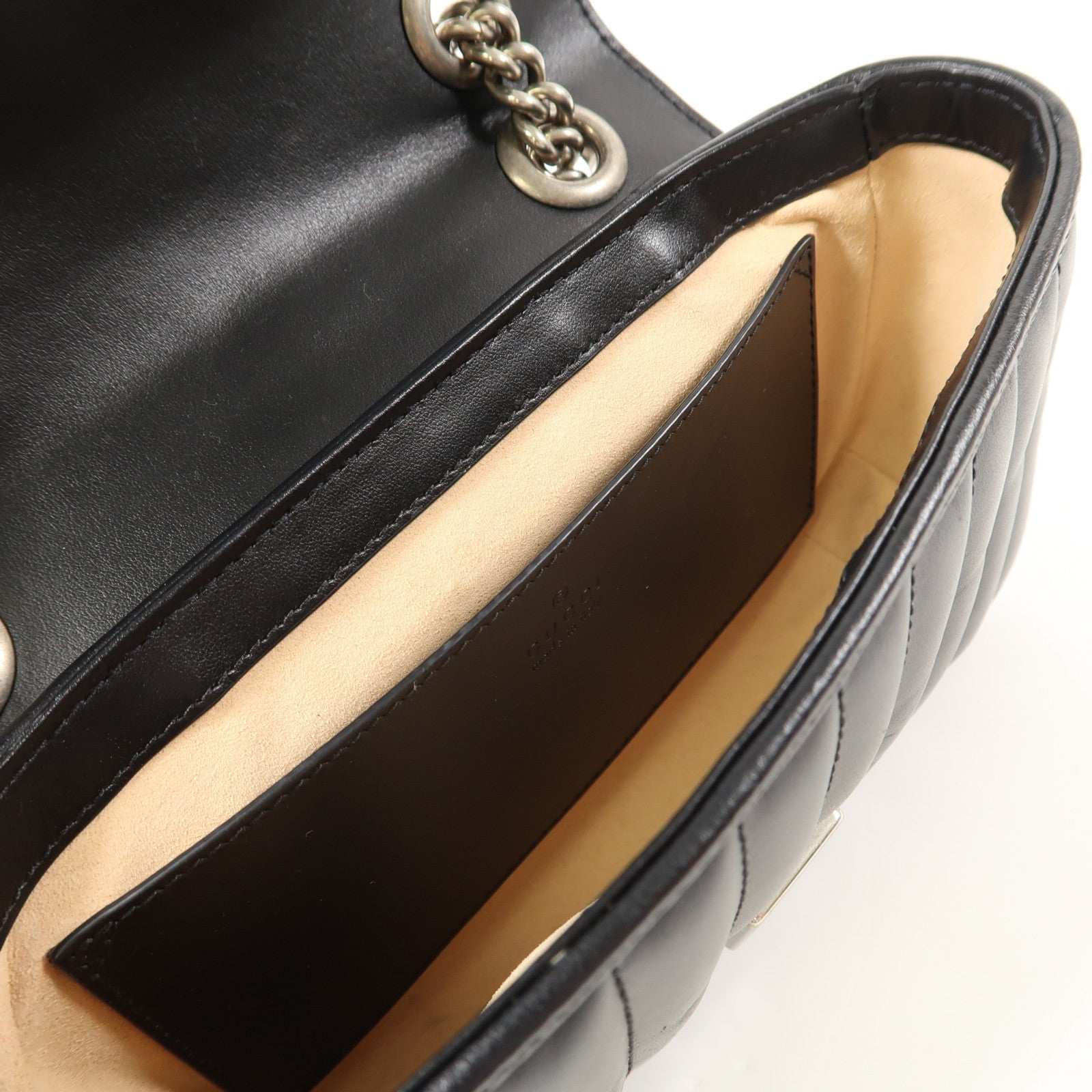 GUCCI 牛皮皮革GG Marmont Mini Shoulder銀扣肩背袋