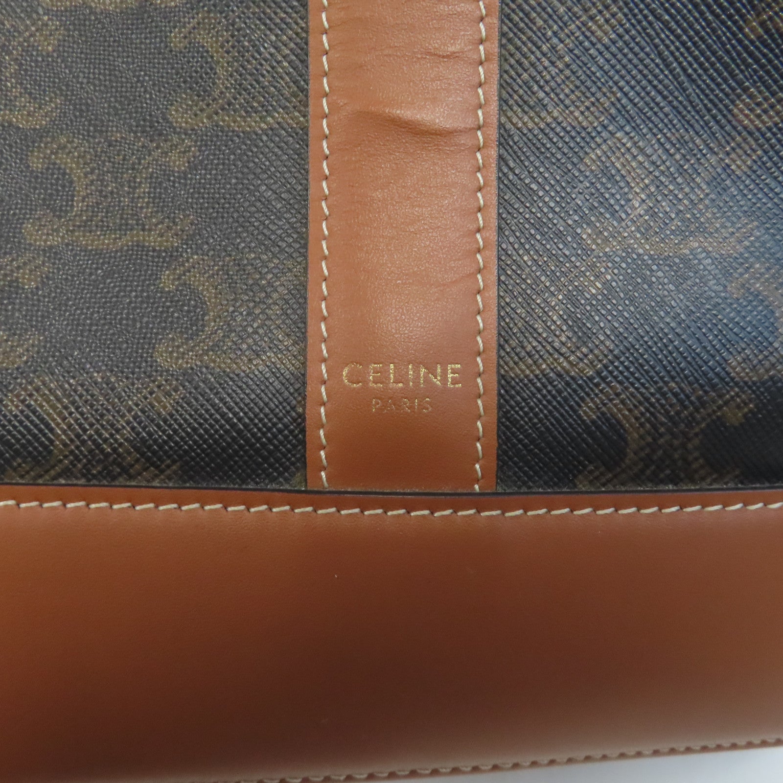 CELINE 塗層帆布Medium Triomphe Bucket金扣肩背袋啡色
