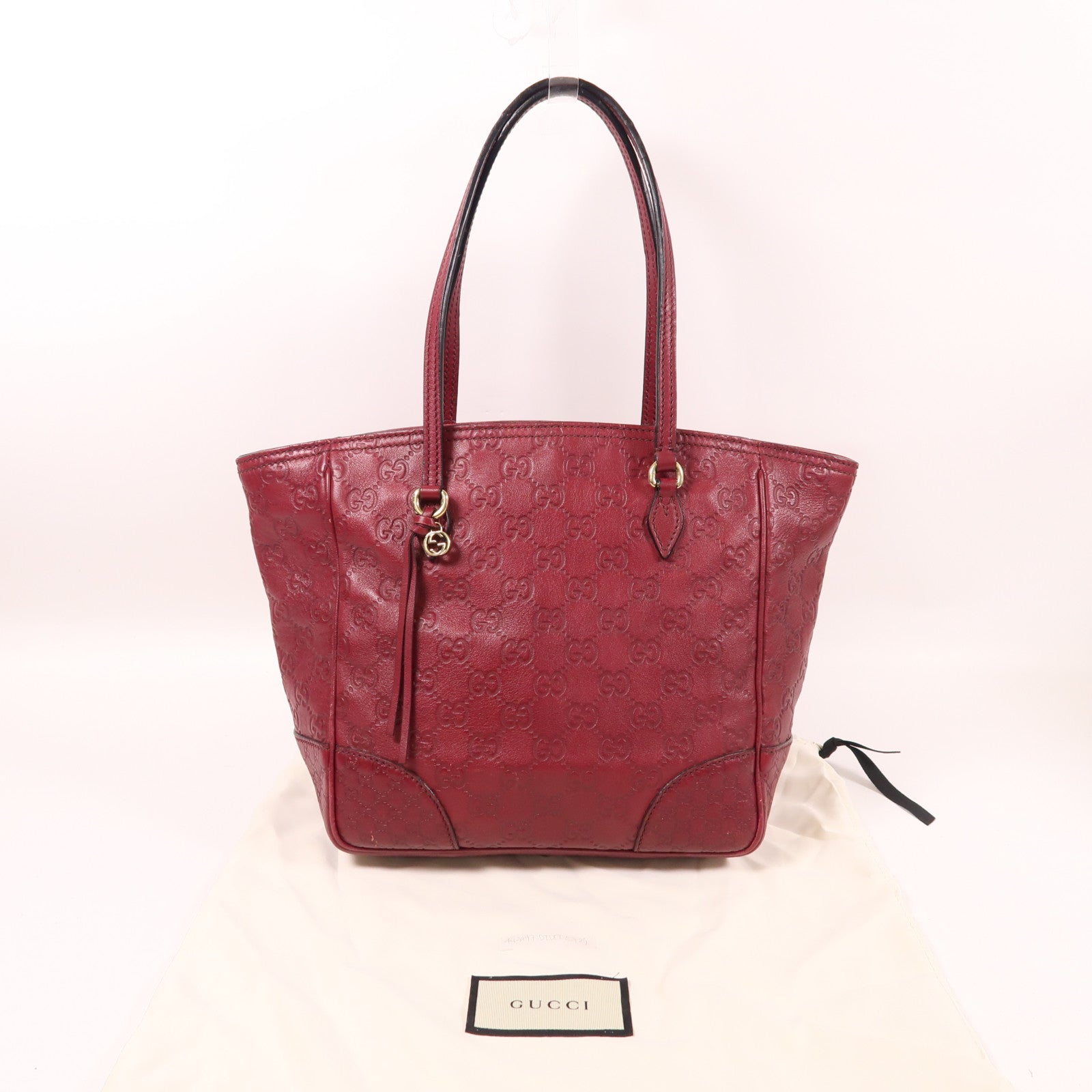 GUCCI GG GHW Shoulder Bag 353119 Calfskin Leather Red