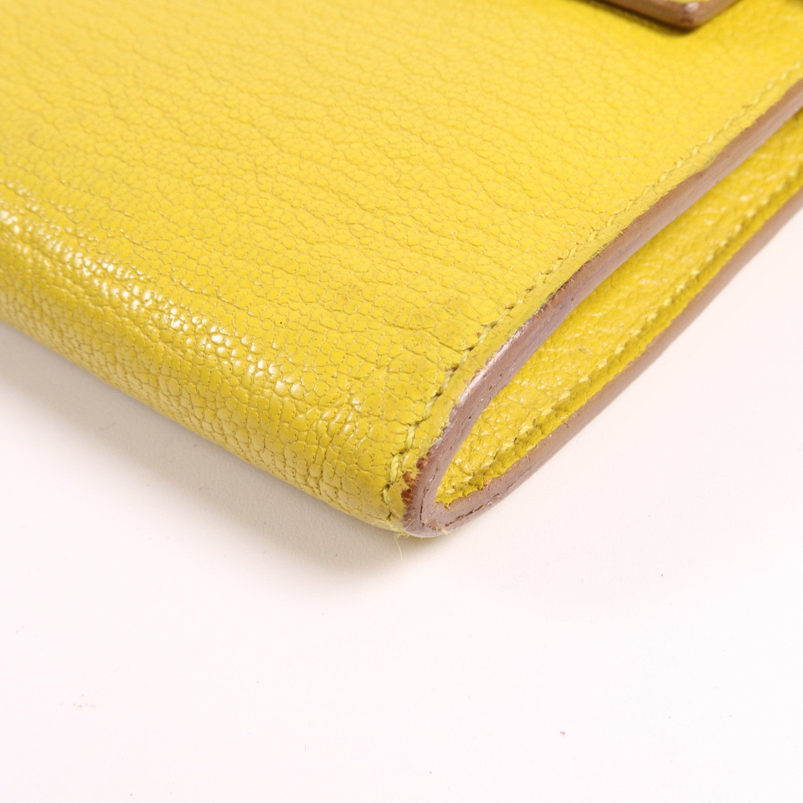 HERMES Chevre皮革Kelly Wallet長錢包Jaune Ambre