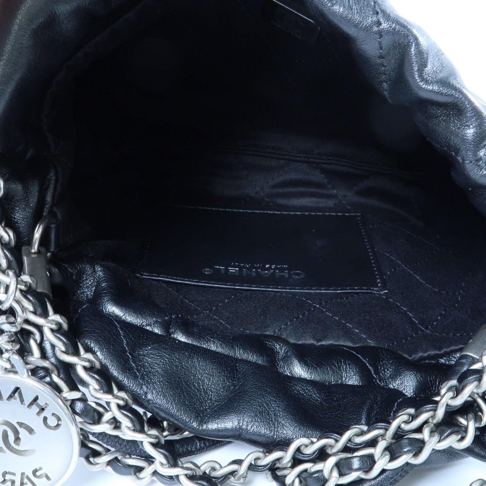 CHANEL 牛皮皮革Mini 22銀扣手挽肩背兩用袋