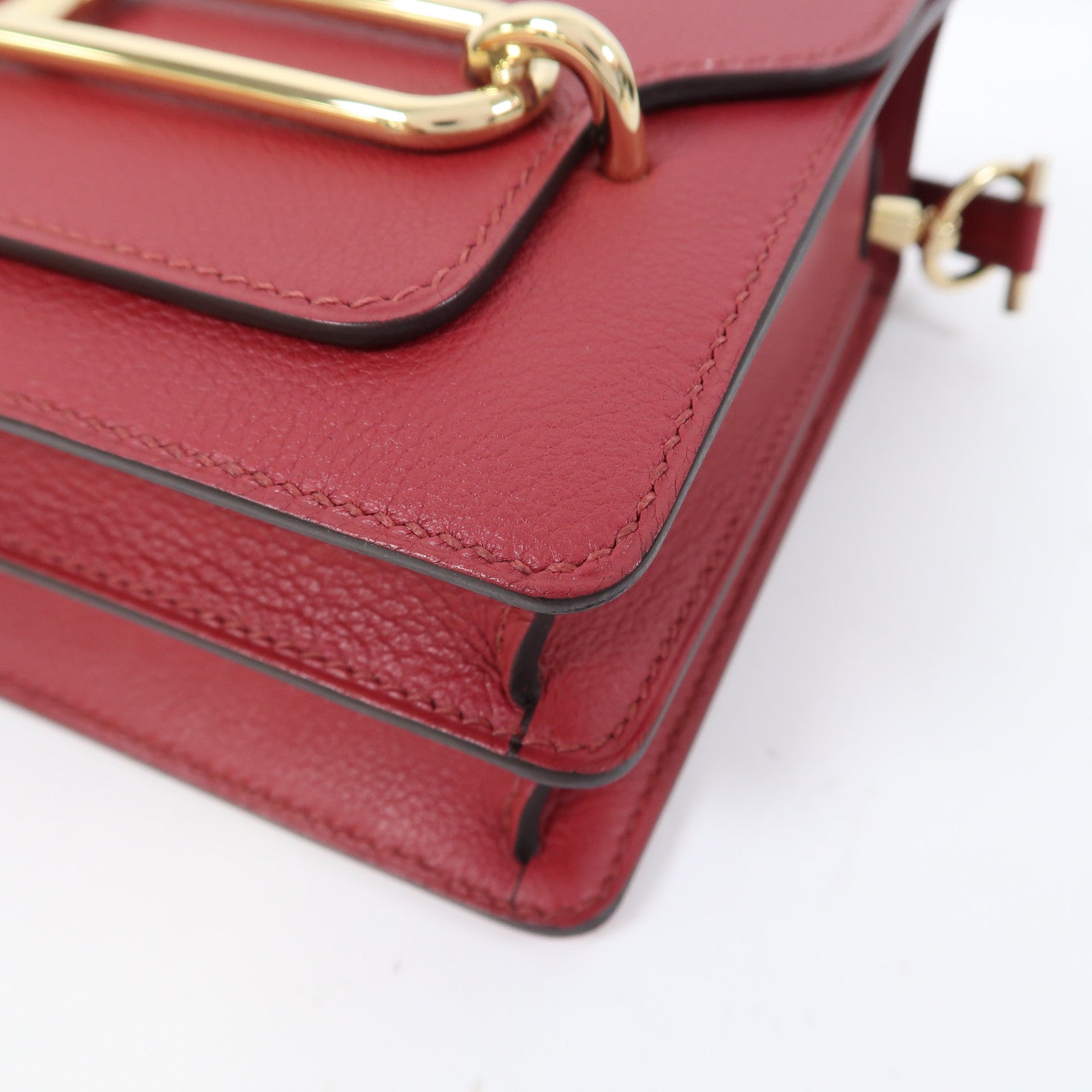 HERMES Evercolor皮革Mini Roulis金扣肩背袋Rouge Grenade/石榴紅色