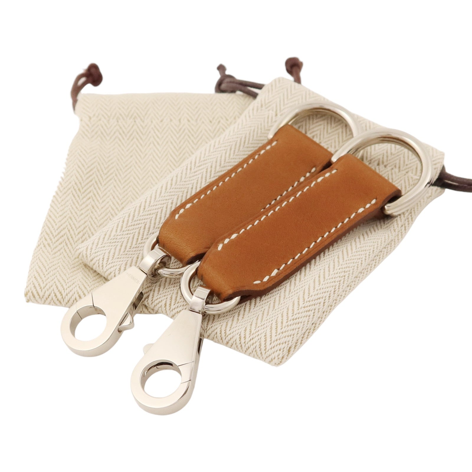 HERMES Barenia皮革Attache Soie Strap銀扣帶子Gold