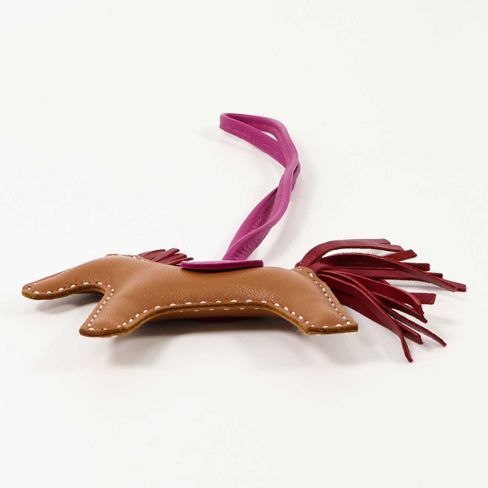 HERMES 【激減優惠】Milo皮革Rodeo PM掛飾Gold/Rose Pourpre