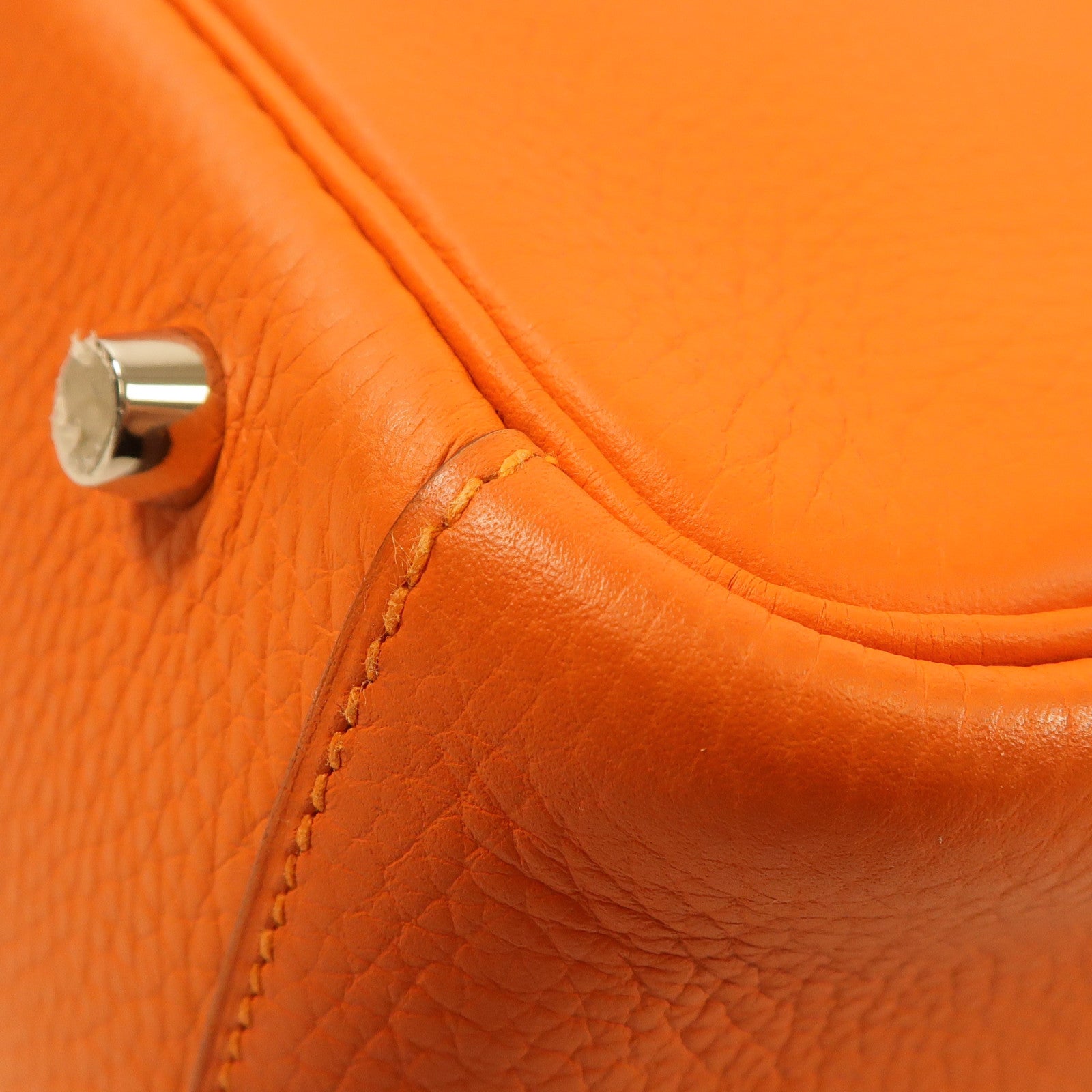HERMES Clemence皮革Lindy 30銀扣肩背袋9J Feu