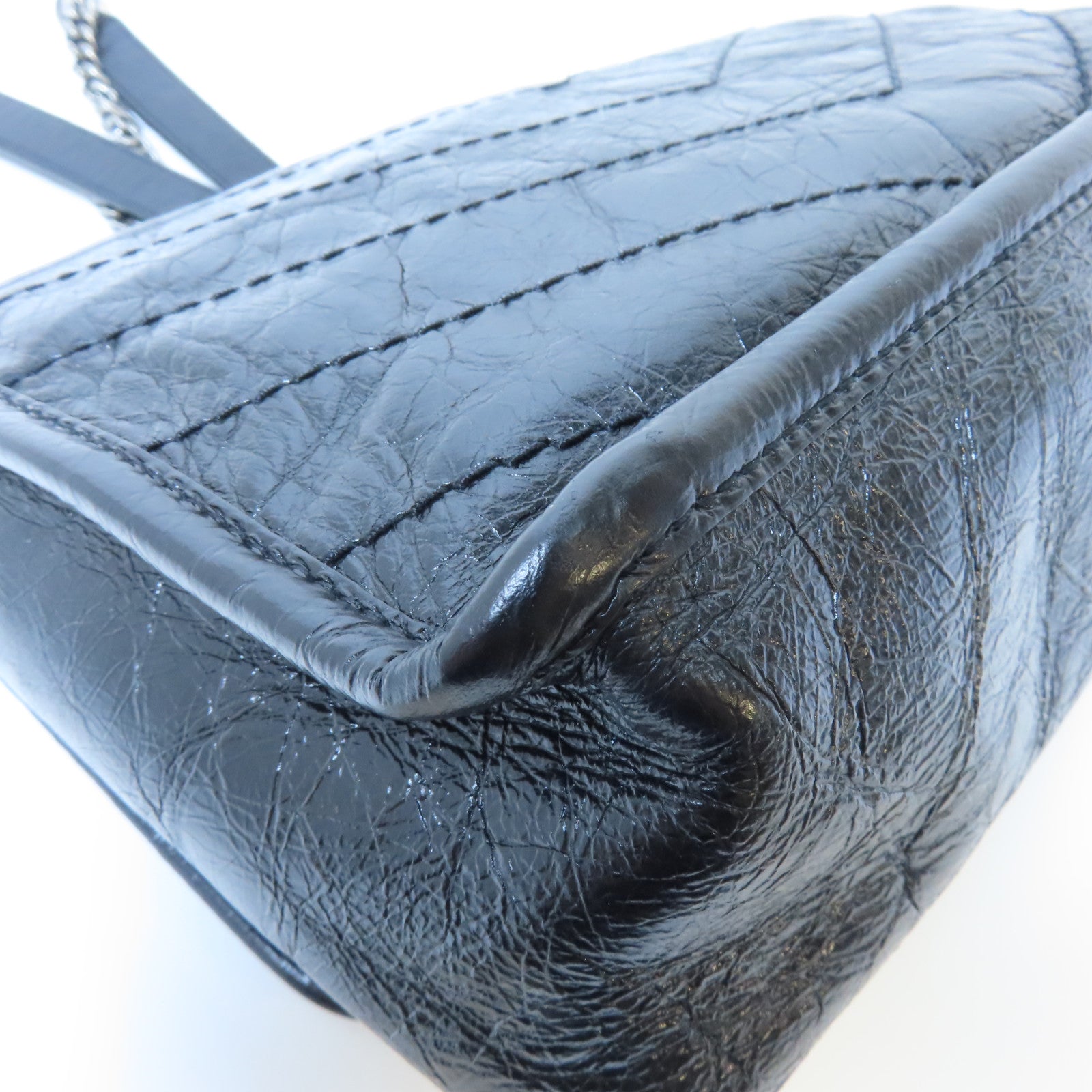 SAINT LAURENT 牛皮皮革Niki Baby銀扣鏈帶肩背袋黑色