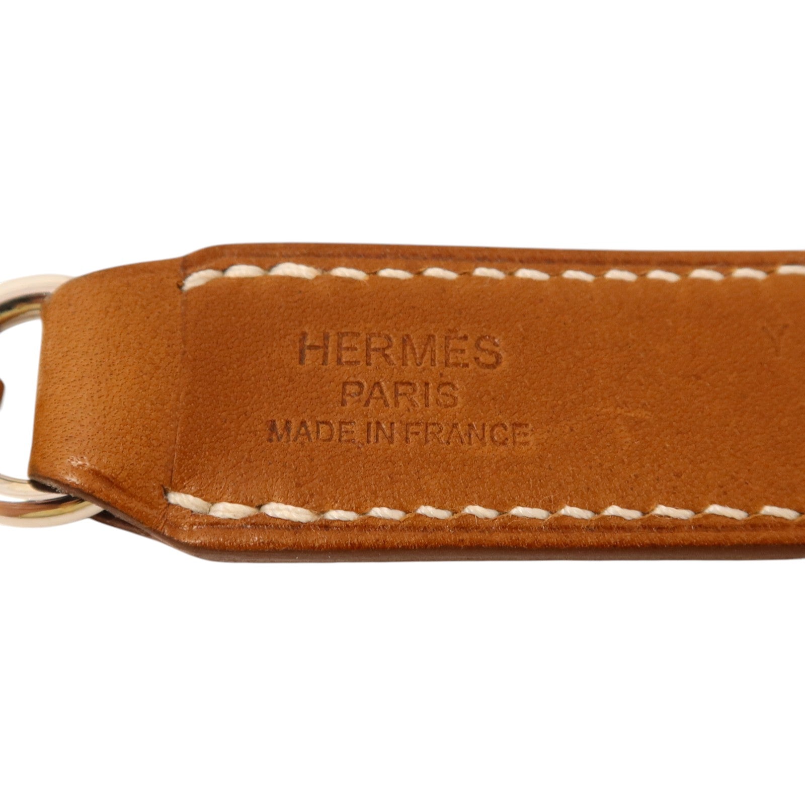 HERMES Barenia皮革Attache Soie Strap銀扣帶子Gold