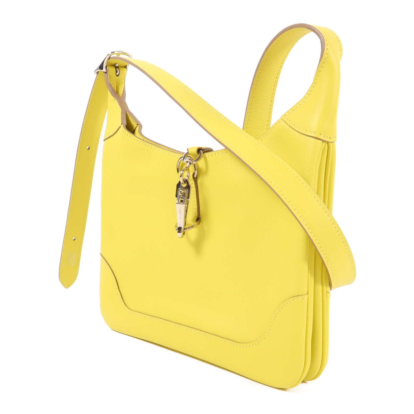 HERMES PHW Trim Duo 24 Shoulder Bag Swift Leather Lime