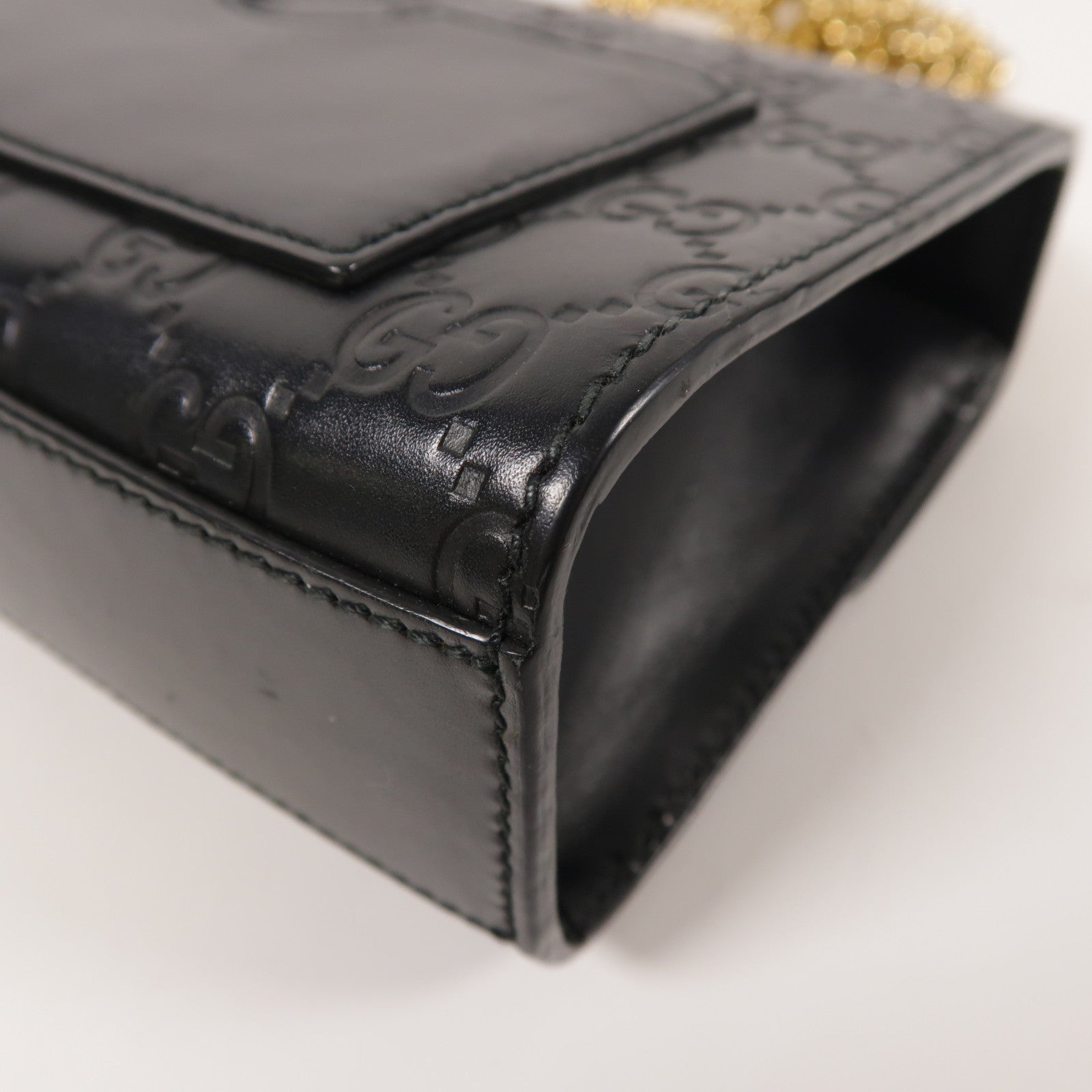 GUCCI 牛皮皮革Shoulder Bag金扣鏈帶肩背袋