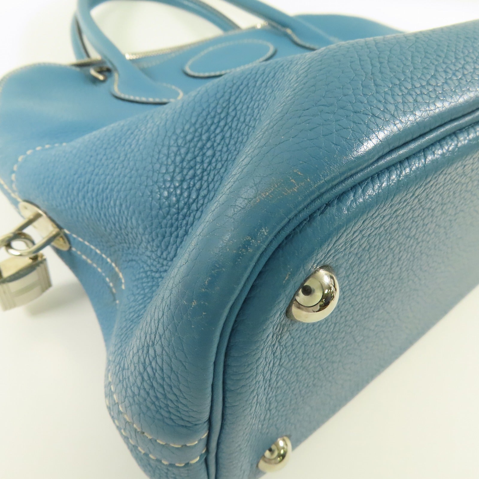 HERMES PHW Bolide 31 2way Shoulder Bag Clemence Leather Bleu Jean