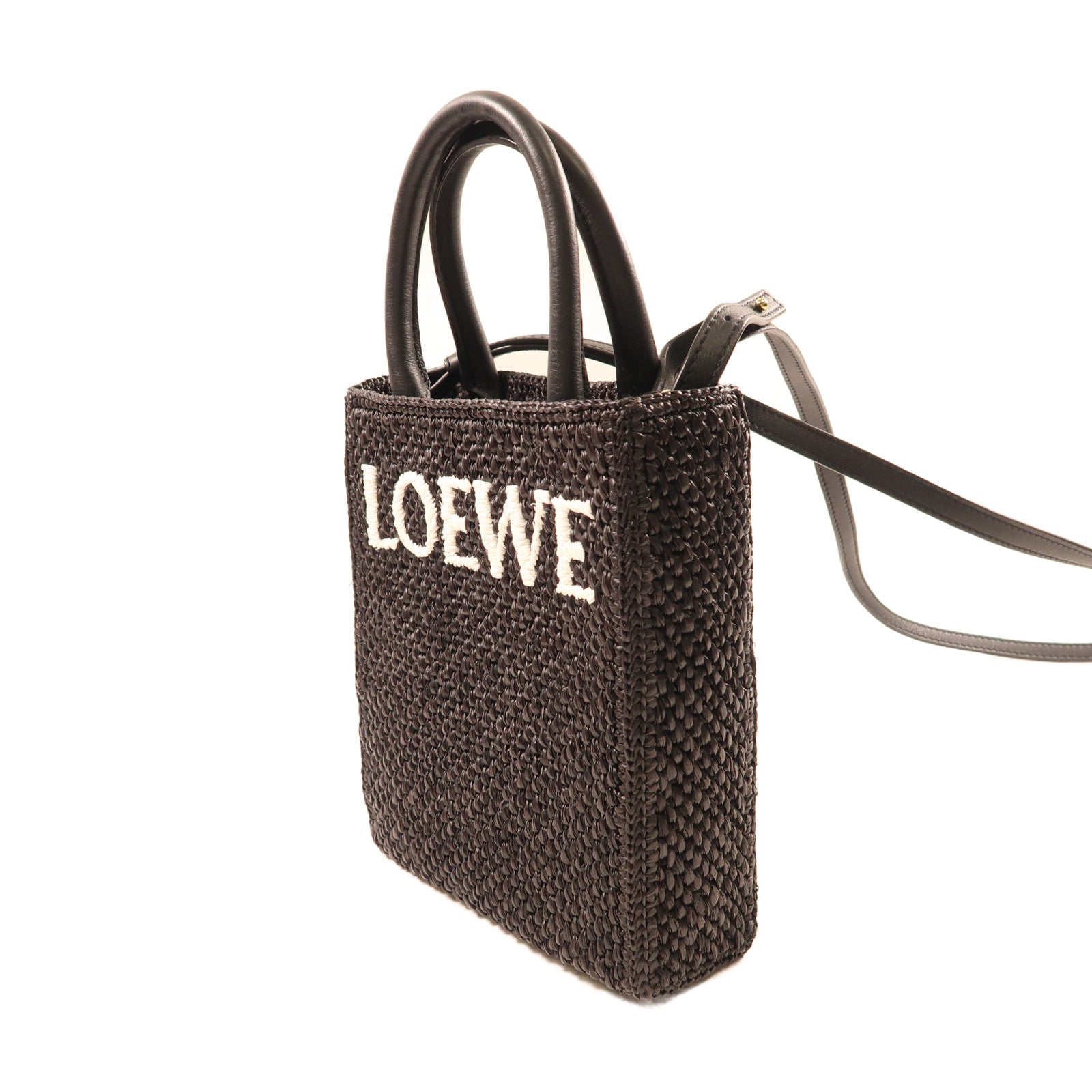 LOEWE Raffia Tote Bag Mini金扣手挽肩背兩用袋