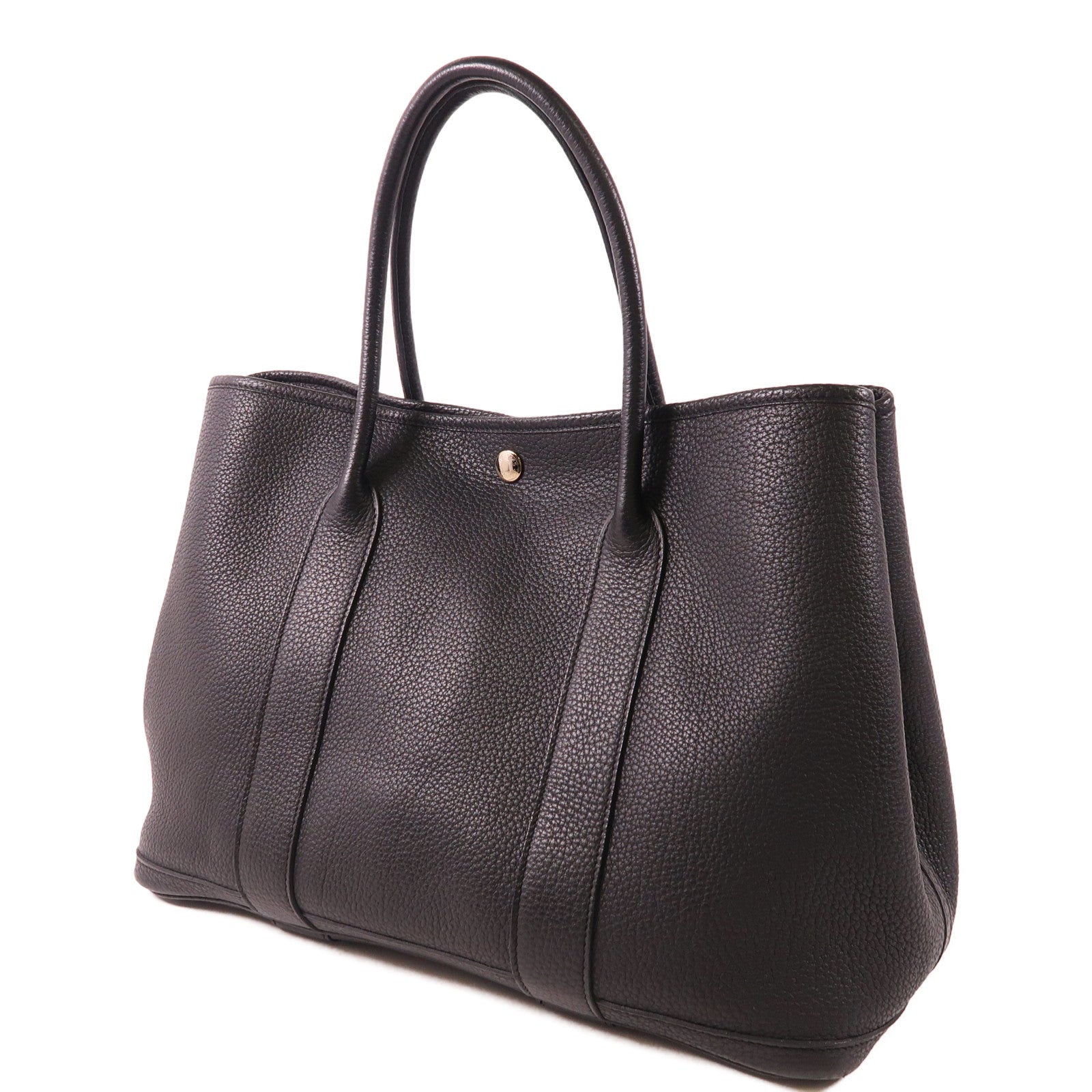 HERMES Negonda皮革Garden Party PM銀扣手挽袋89 Noir