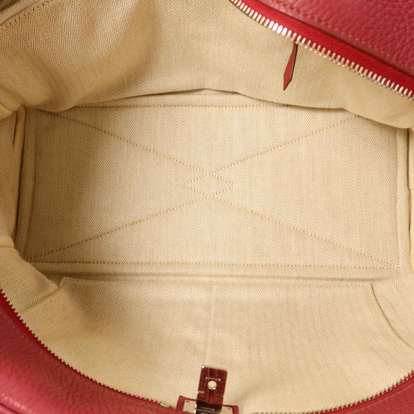 HERMES Clemence皮革Victoria銀扣手挽袋Rubis