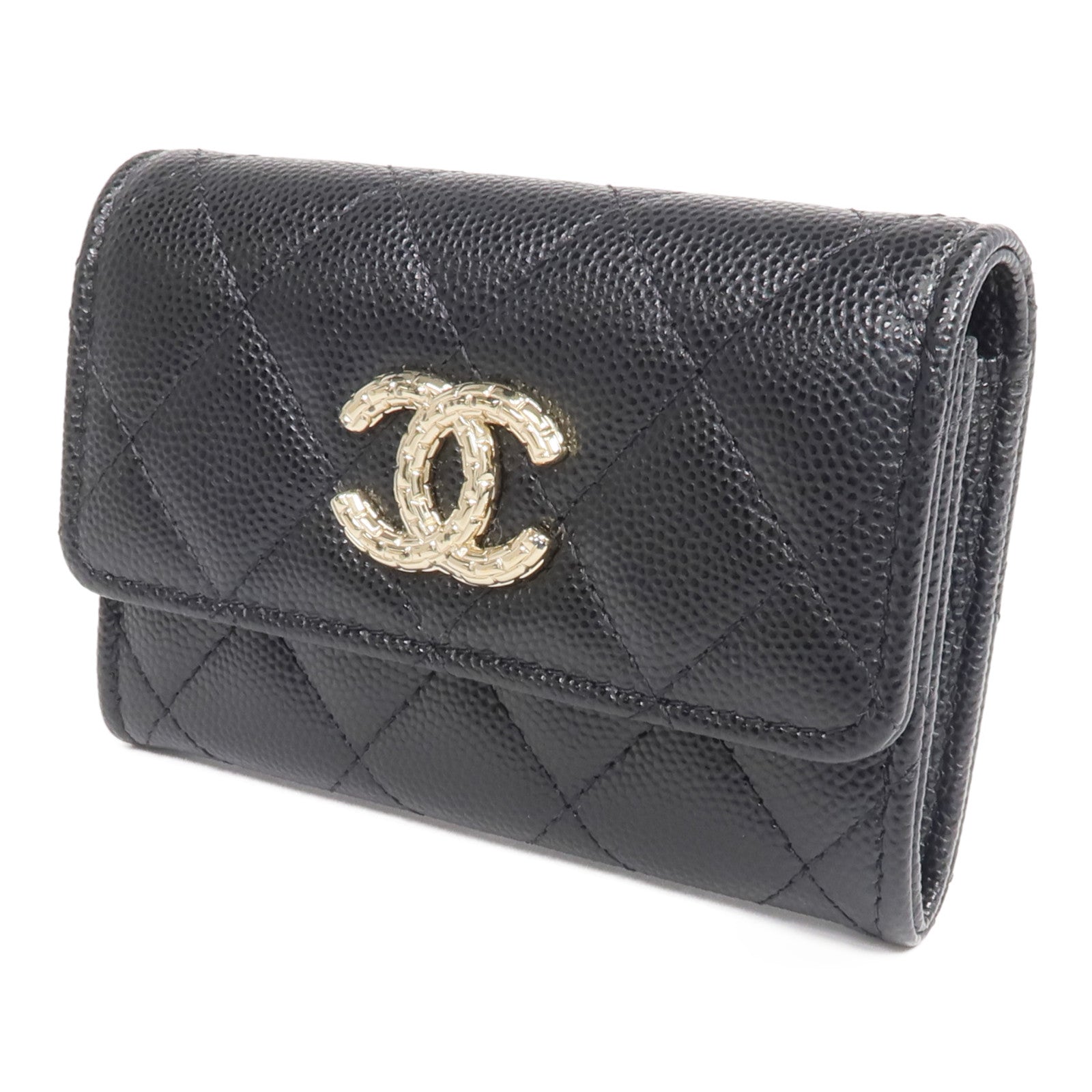 CHANEL 牛皮皮革Card/Coin Case金扣零錢包/卡片套