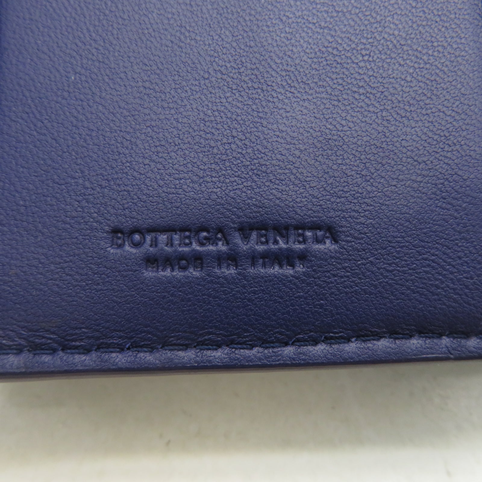 BOTTEGA VENETA 【激減優惠】牛皮皮革/織紋皮革Wallet銀扣錢包藍色