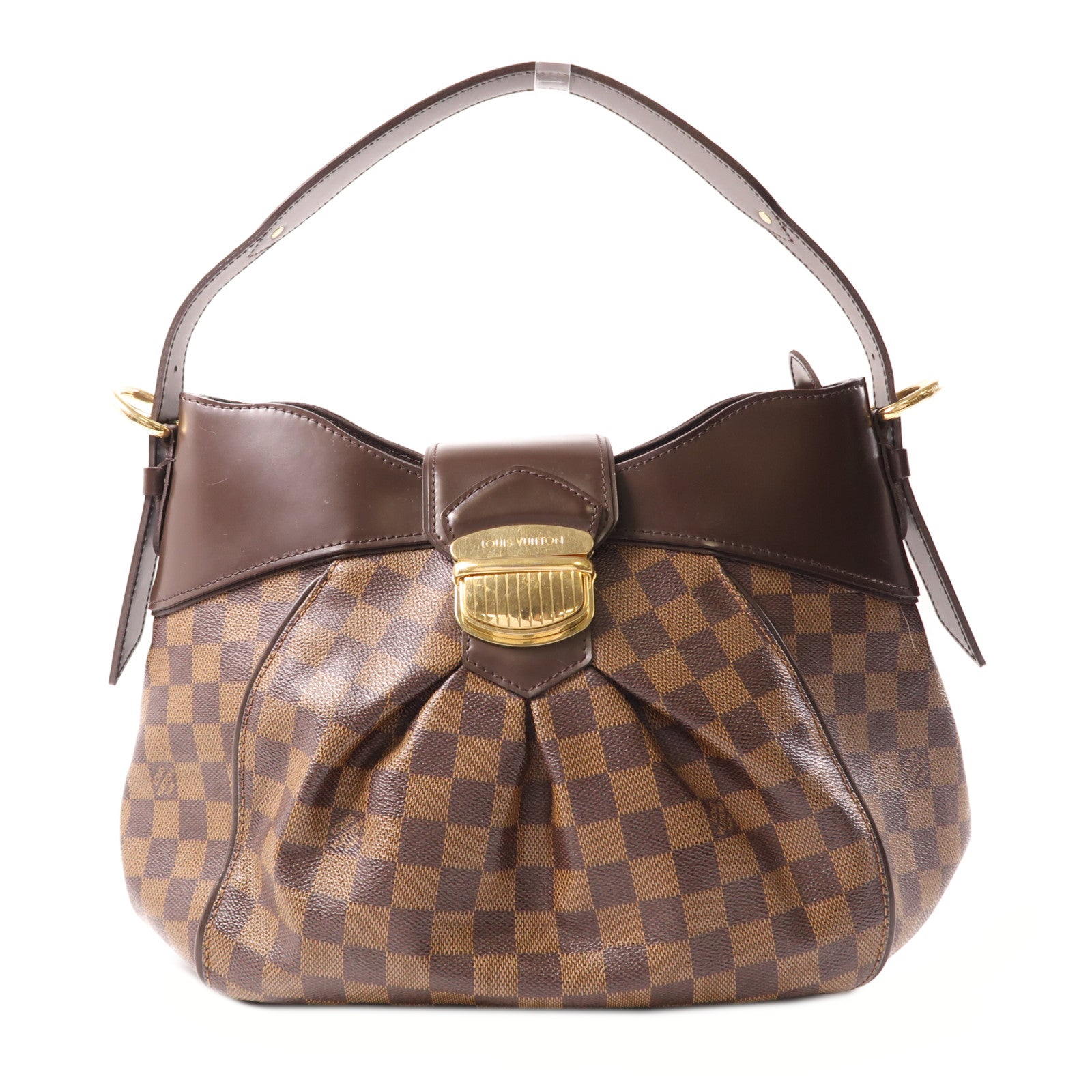 LOUIS VUITTON Damier Sistina MM金扣肩背袋棕色