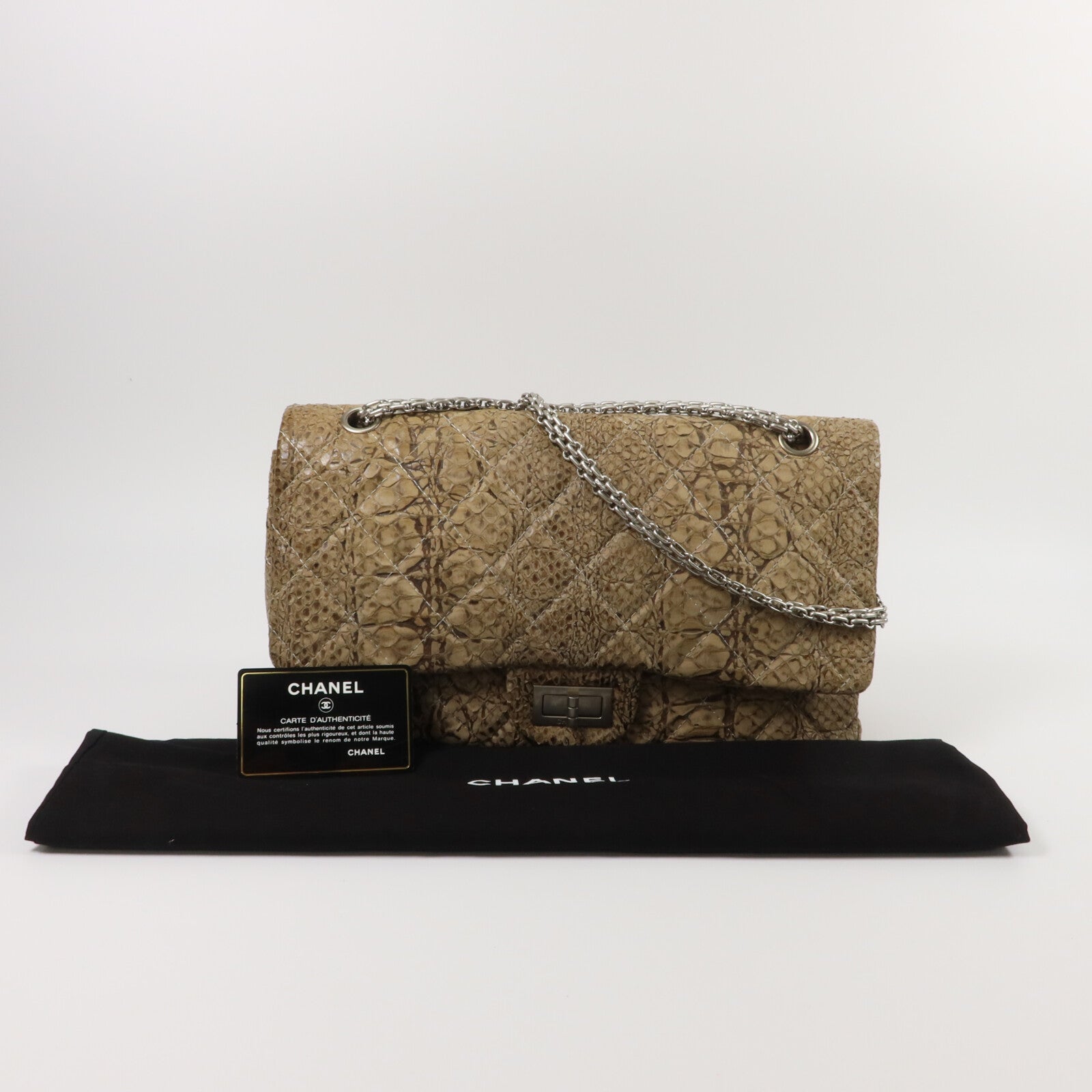 CHANEL 蛇皮皮革2.55 Reissue Large鏈帶肩背袋