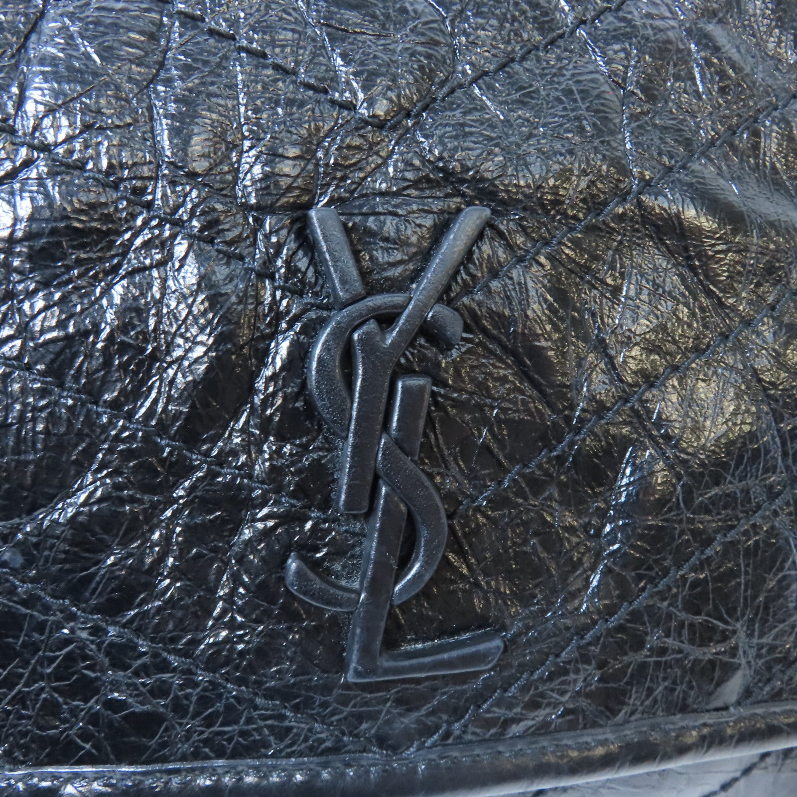 SAINT LAURENT 牛皮皮革Niki Baby銀扣鏈帶肩背袋黑色