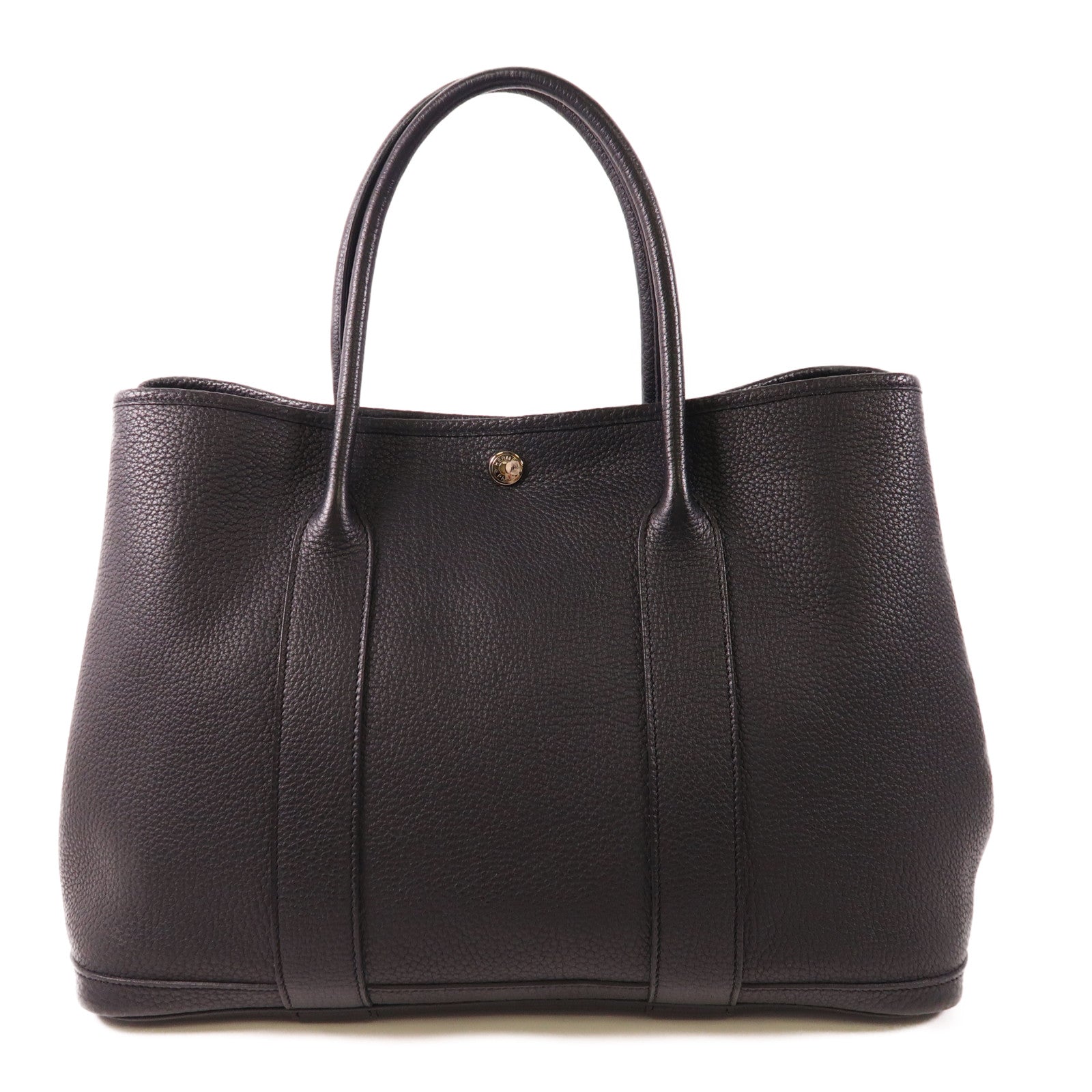 HERMES 【激減優惠】Negonda皮革Garden Party PM銀扣手挽袋89 Noir