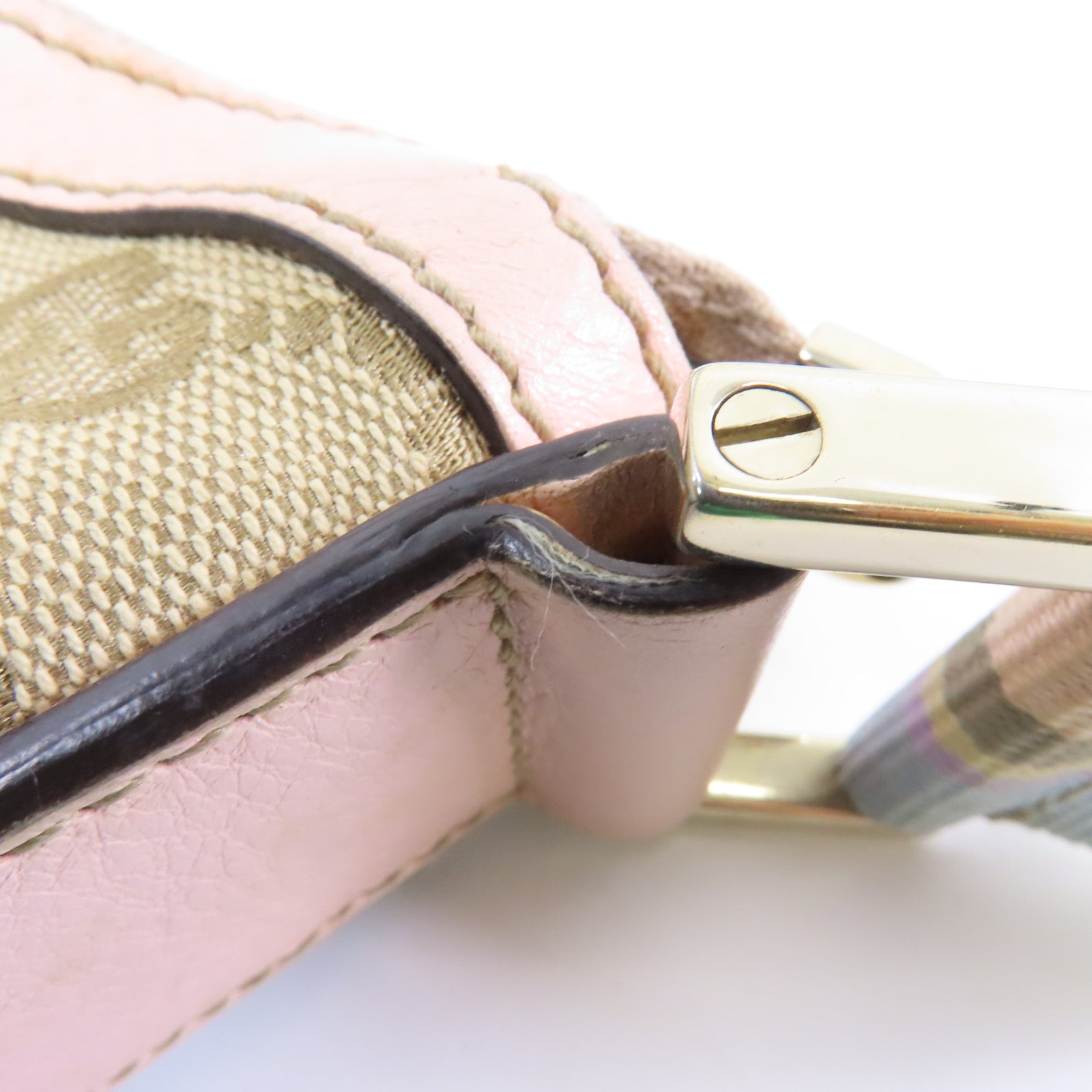 GUCCI 帆布Shoulder Bag金扣肩背袋啡色粉紅色