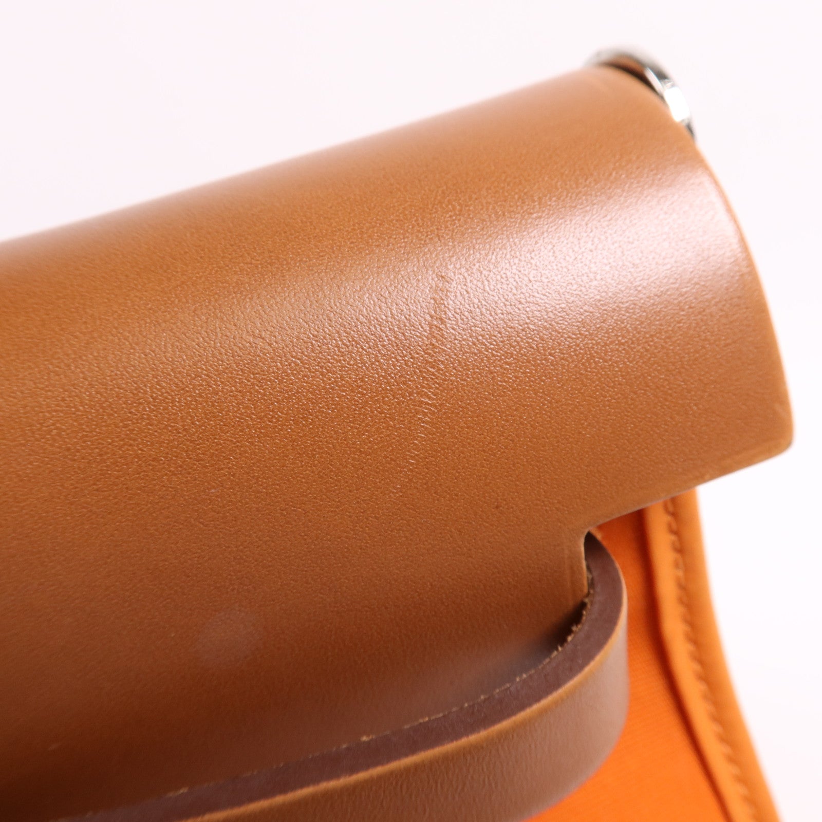 HERMES 帆布Herbag PM銀扣手挽肩背兩用袋Feu