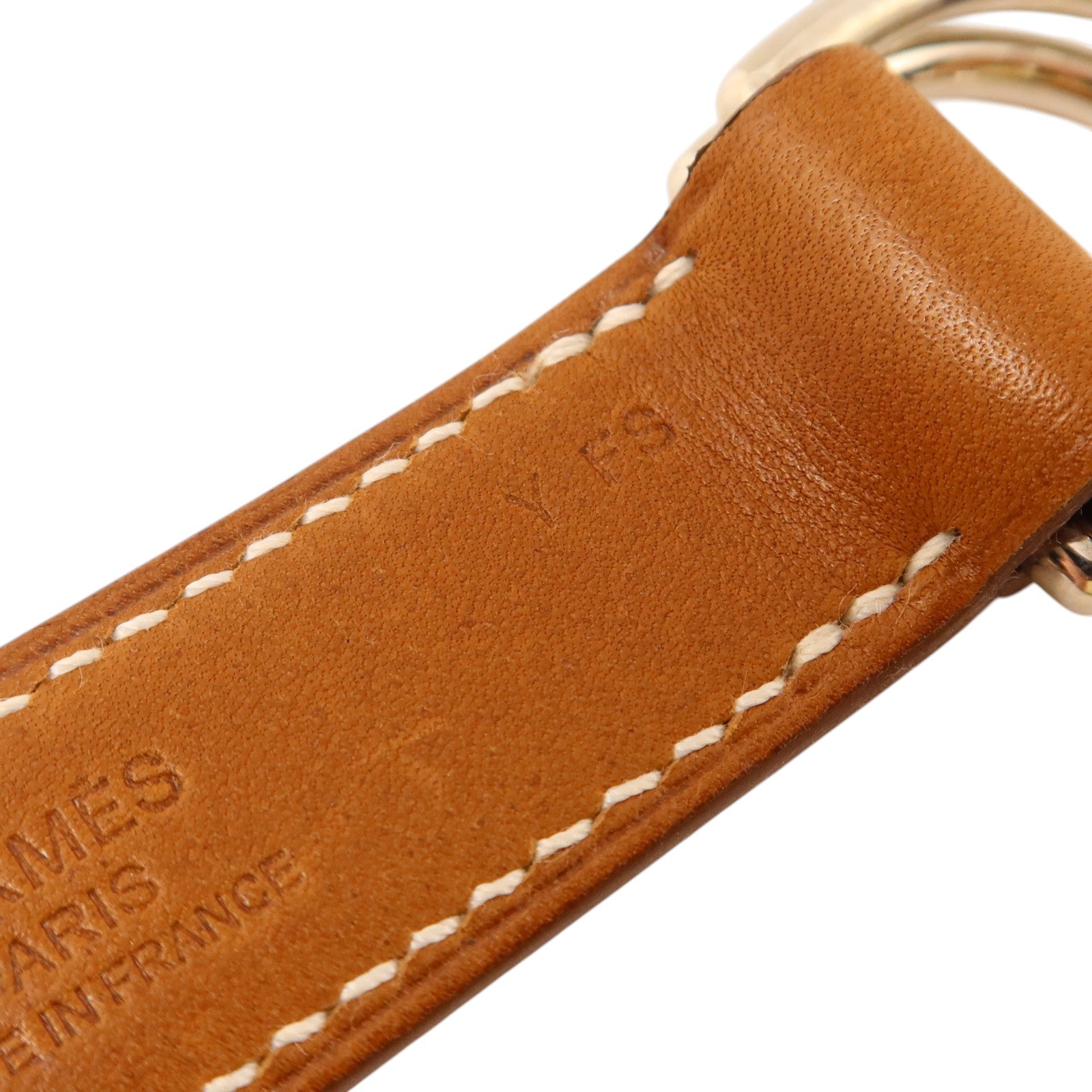 HERMES Barenia皮革Attache Soie Strap銀扣帶子Gold