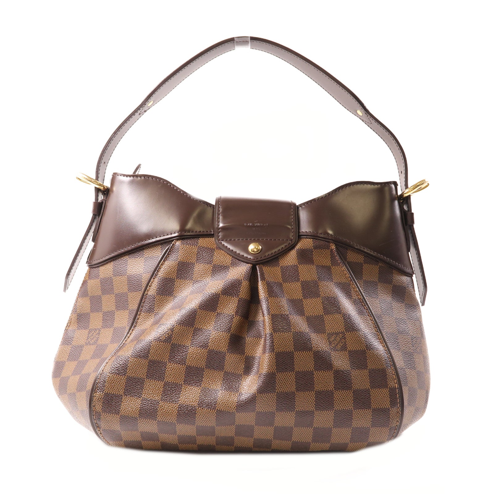 LOUIS VUITTON Damier Sistina MM金扣肩背袋棕色