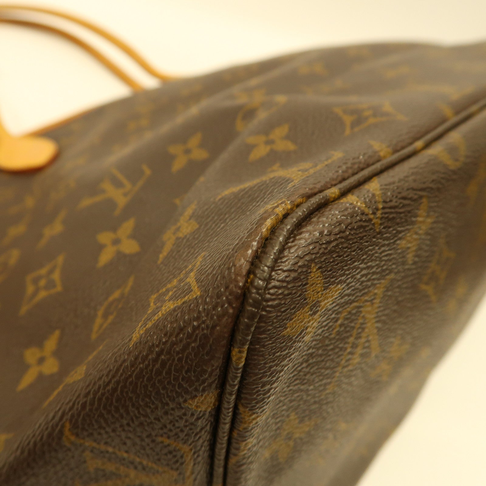 LOUIS VUITTON Monogram Neverfull MM金扣手挽袋啡色