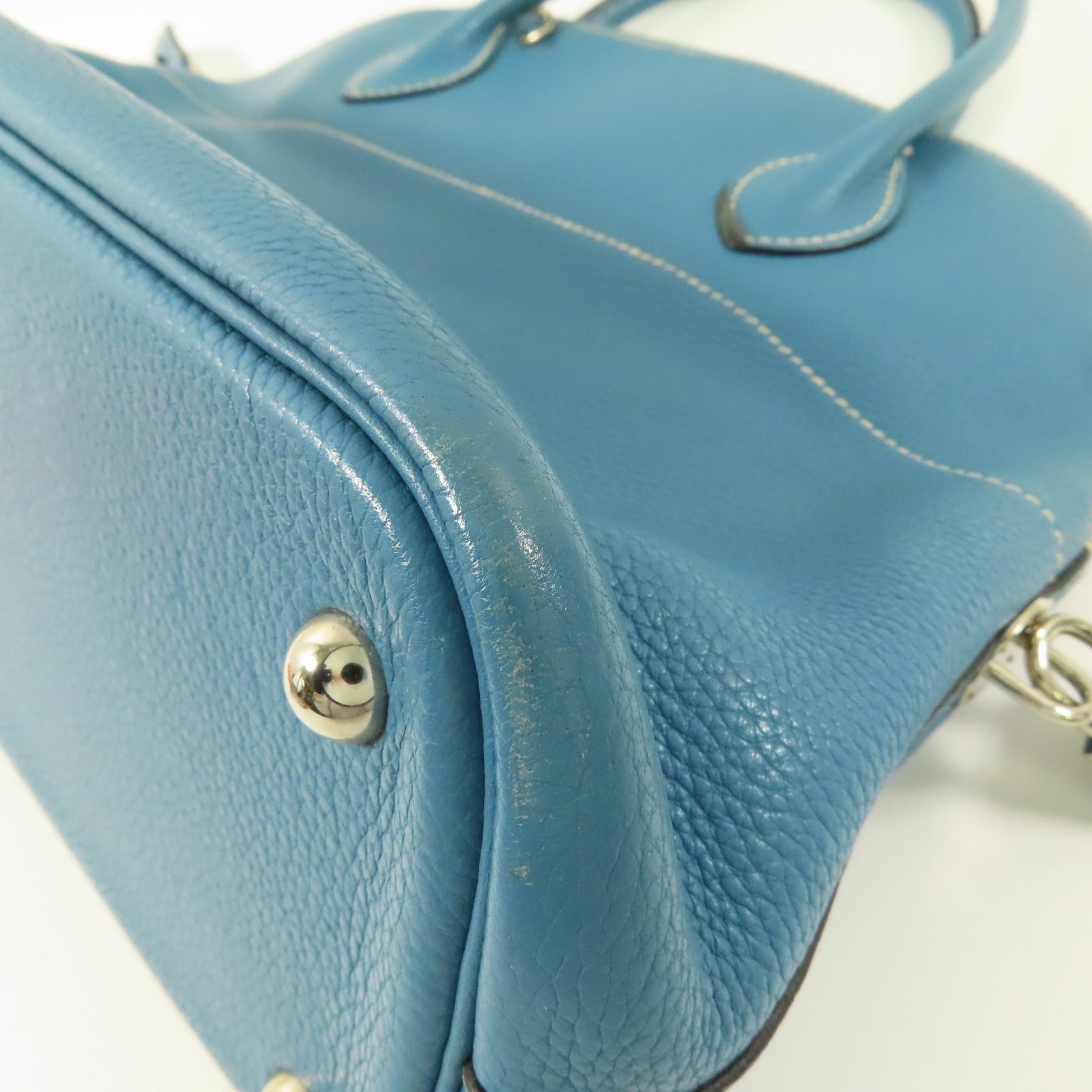 HERMES PHW Bolide 31 2way Shoulder Bag Clemence Leather Bleu Jean