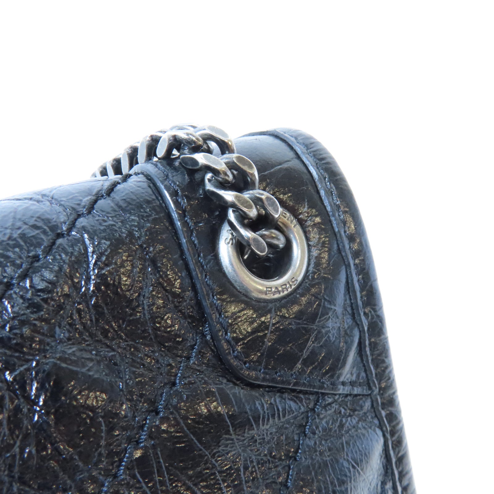 SAINT LAURENT 牛皮皮革Niki Baby銀扣鏈帶肩背袋黑色